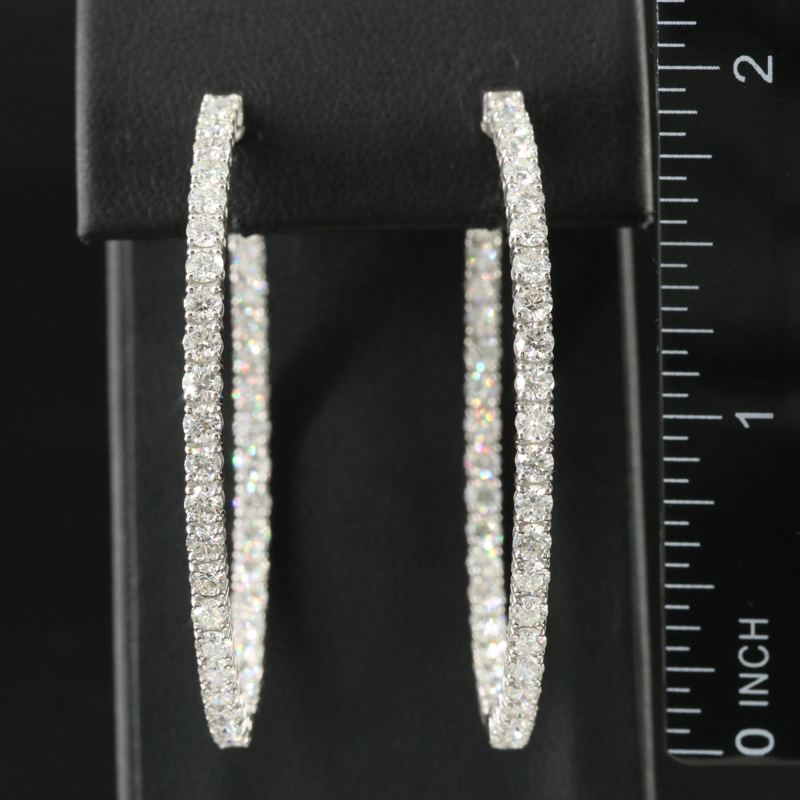 Platinum 6.39 CTW Diamond Inside-Out Hoop Earrings