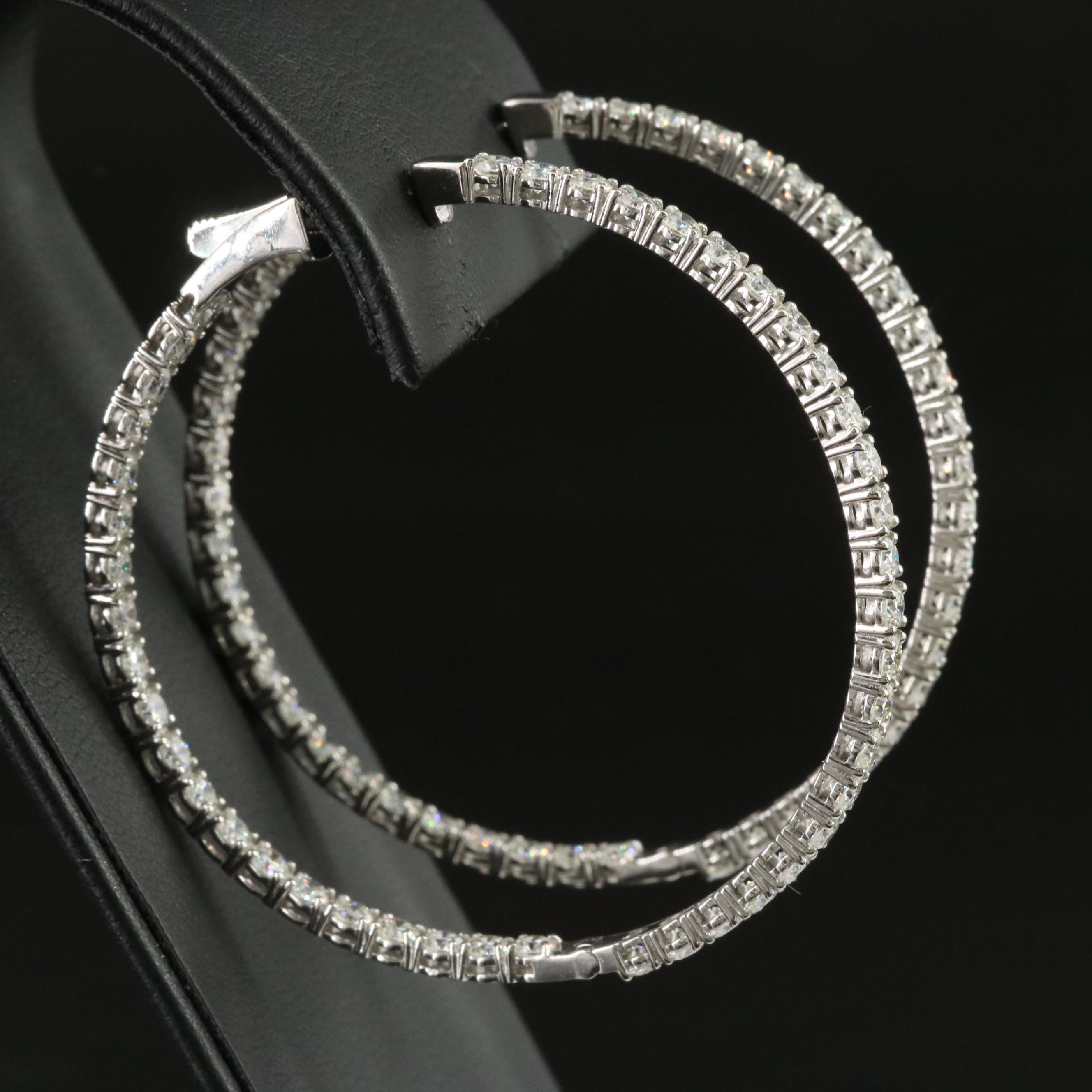 Platinum 6.39 CTW Diamond Inside-Out Hoop Earrings