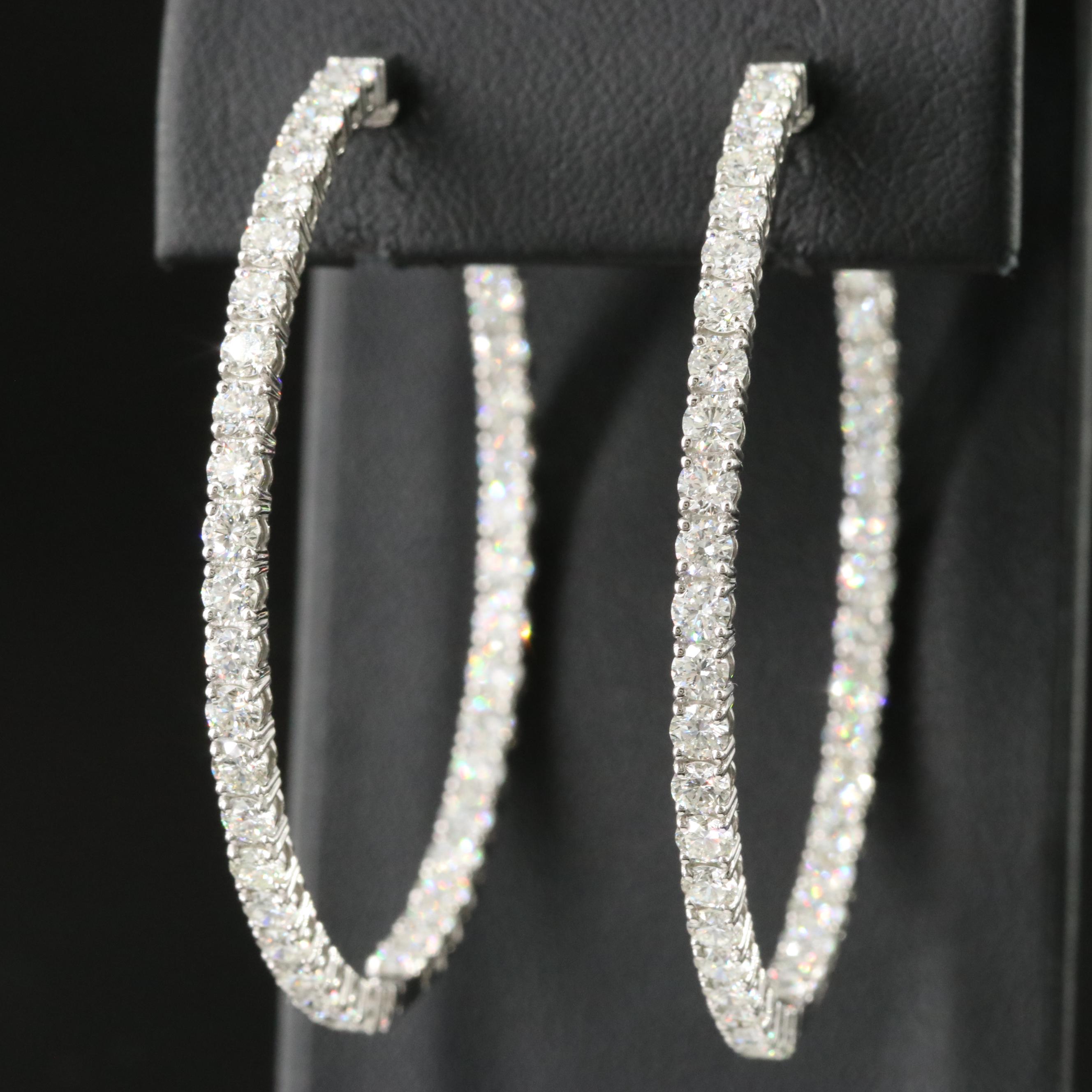 Platinum 6.39 CTW Diamond Inside-Out Hoop Earrings