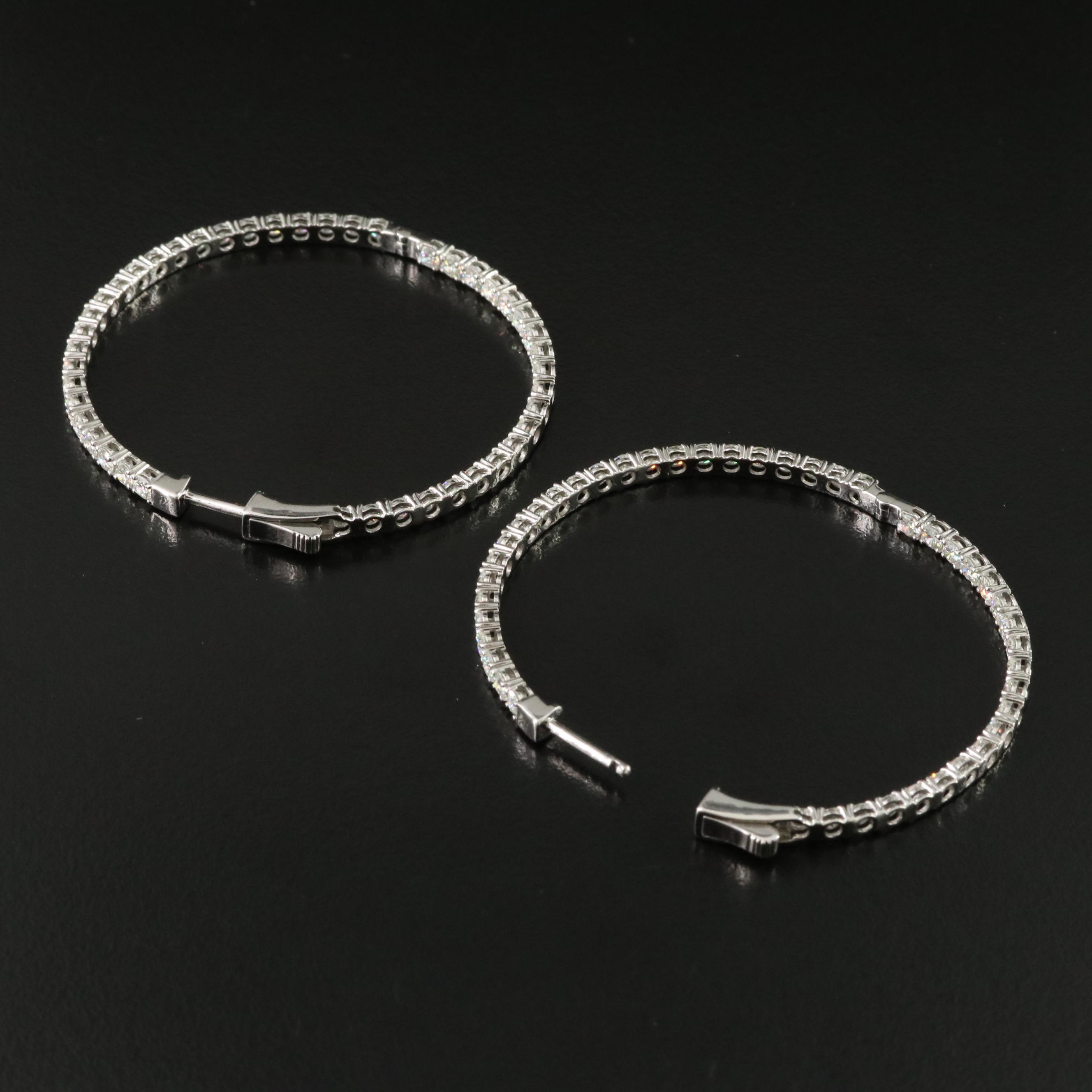 Platinum 6.39 CTW Diamond Inside-Out Hoop Earrings