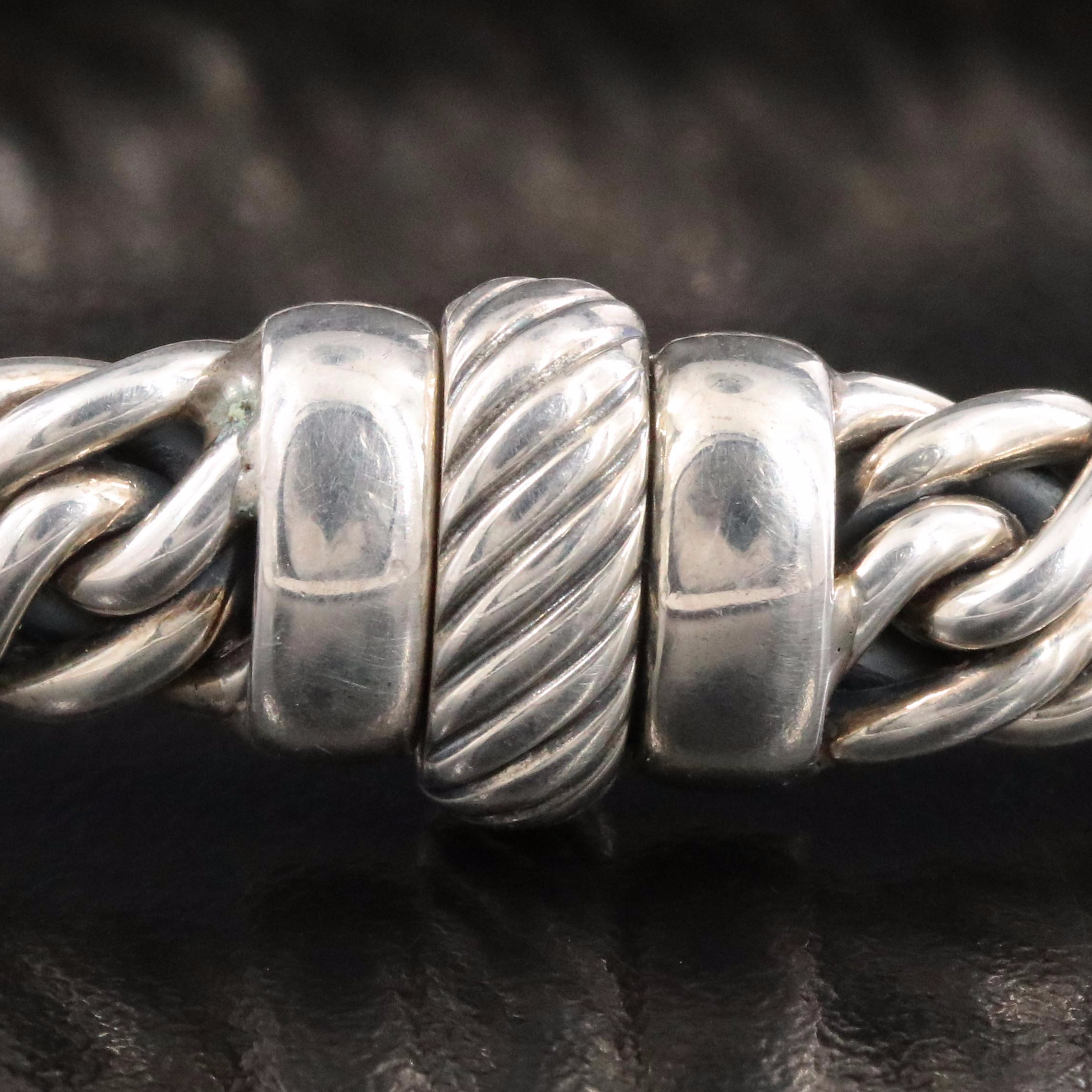 David Yurman Sterling 0.82 CTW Diamond X Station Wheat Chain Bracelet