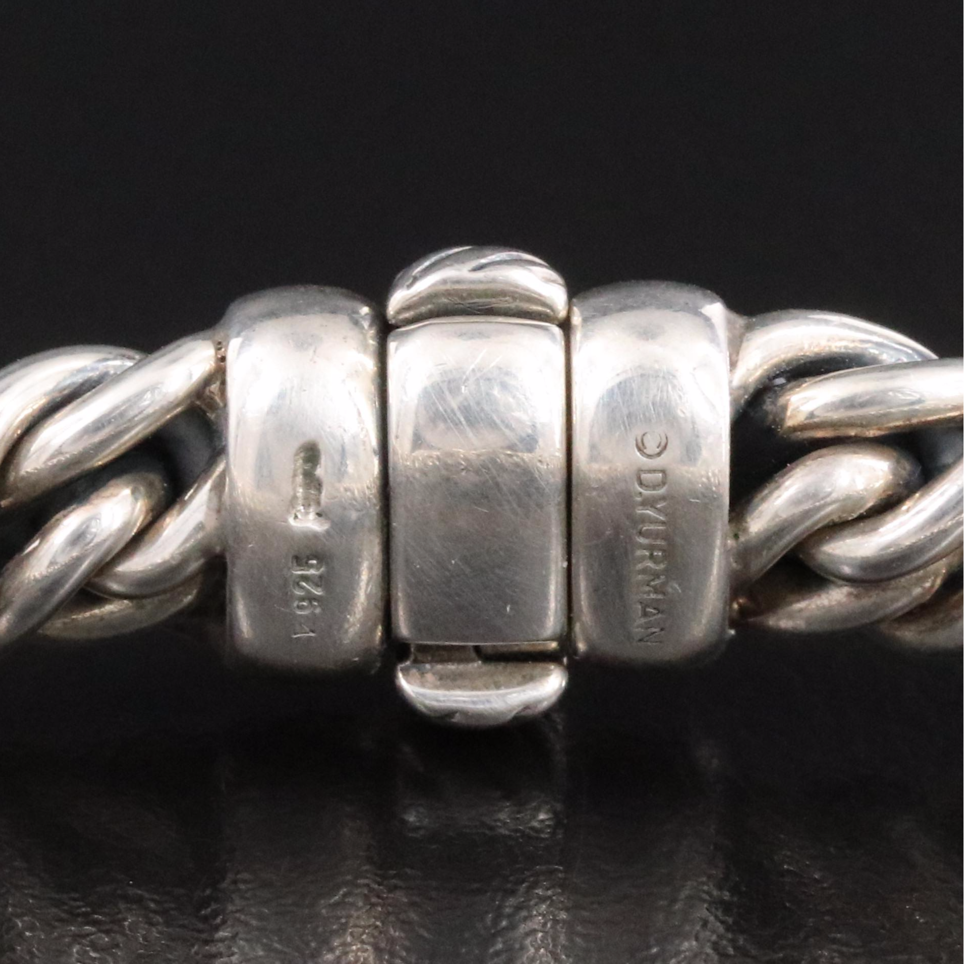 David Yurman Sterling 0.82 CTW Diamond X Station Wheat Chain Bracelet