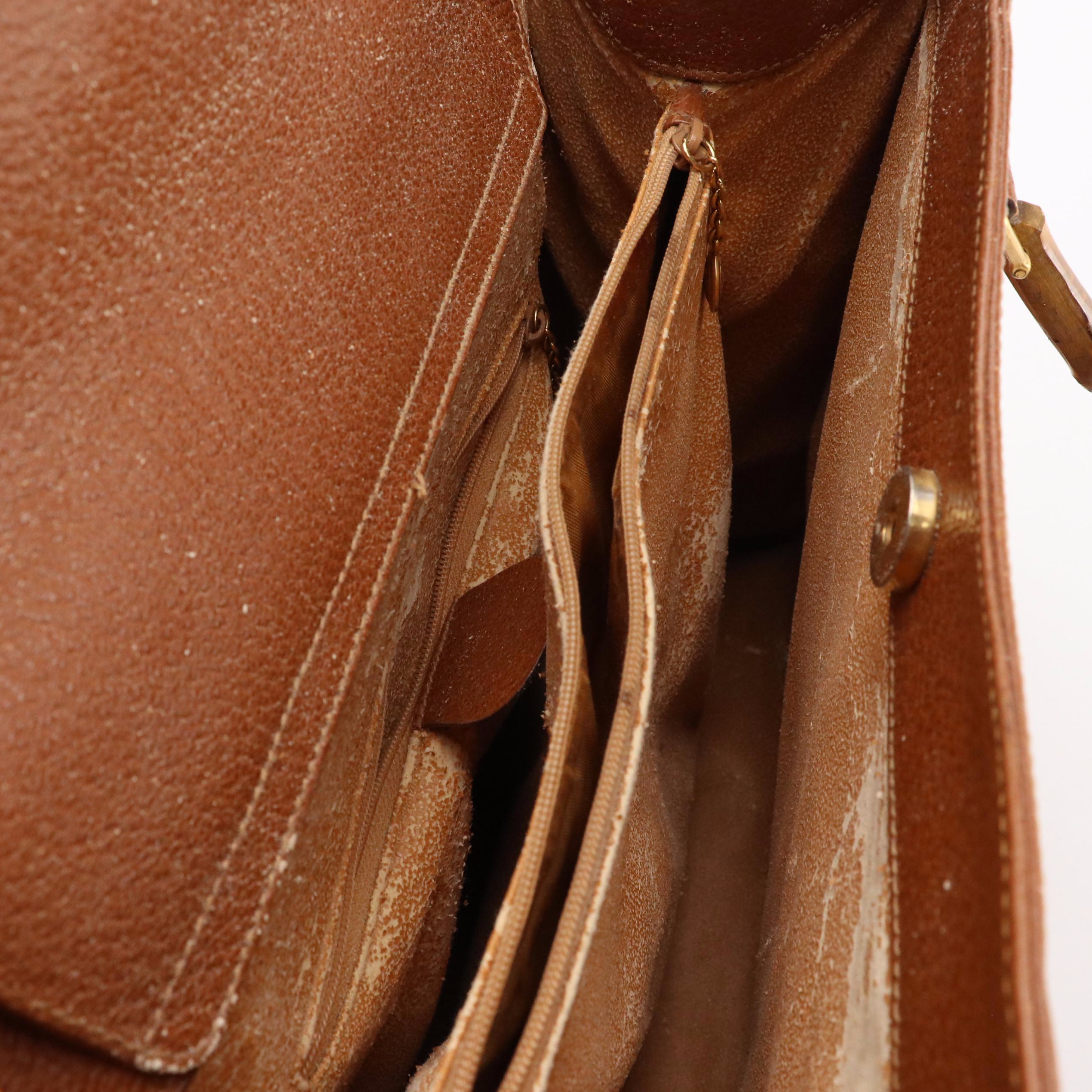 Gucci Large Diana Bamboo Handle Tote in Caramel Brown Cinghiale Leather