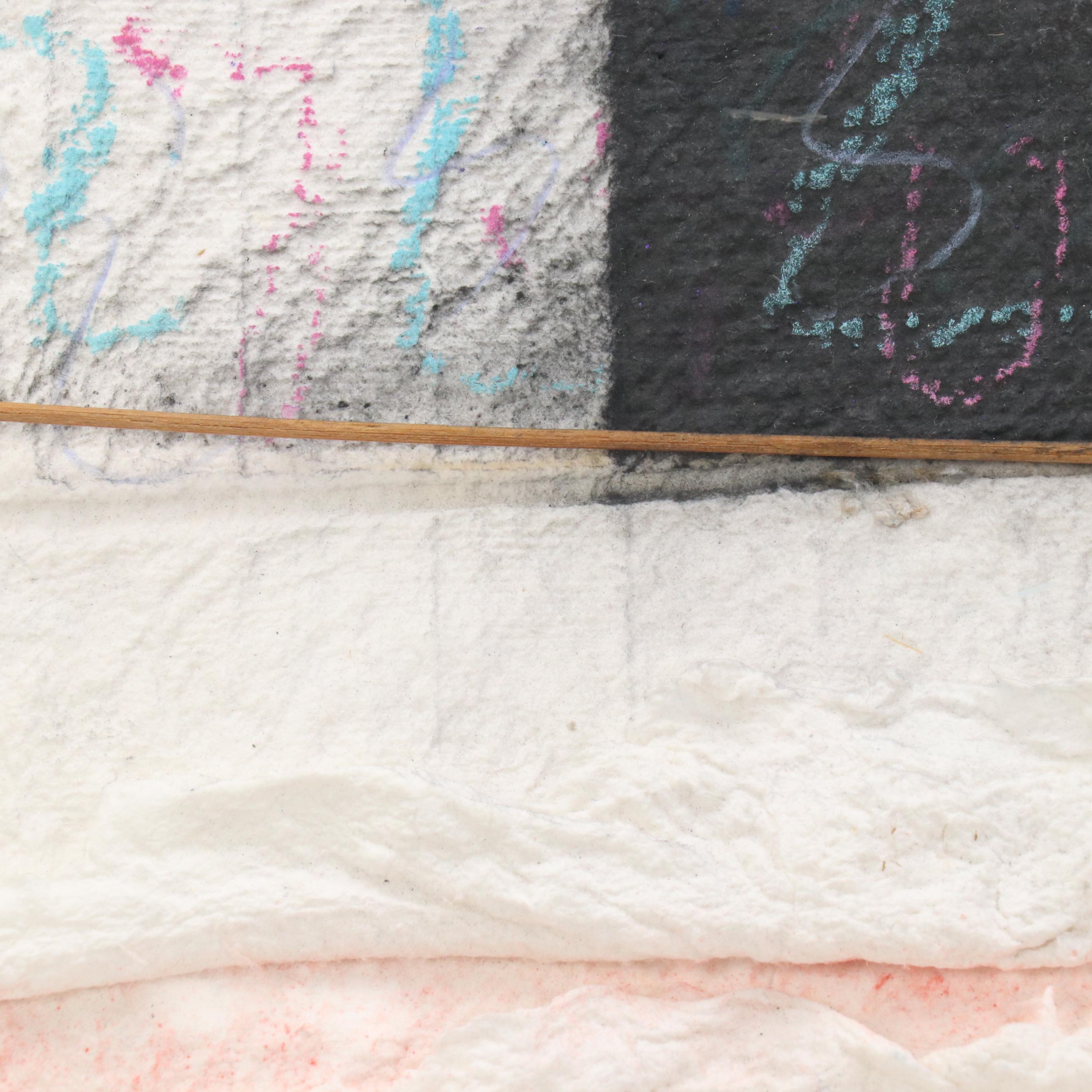 Abstract Mixed Media Pulp Painting with Wooden Dowels