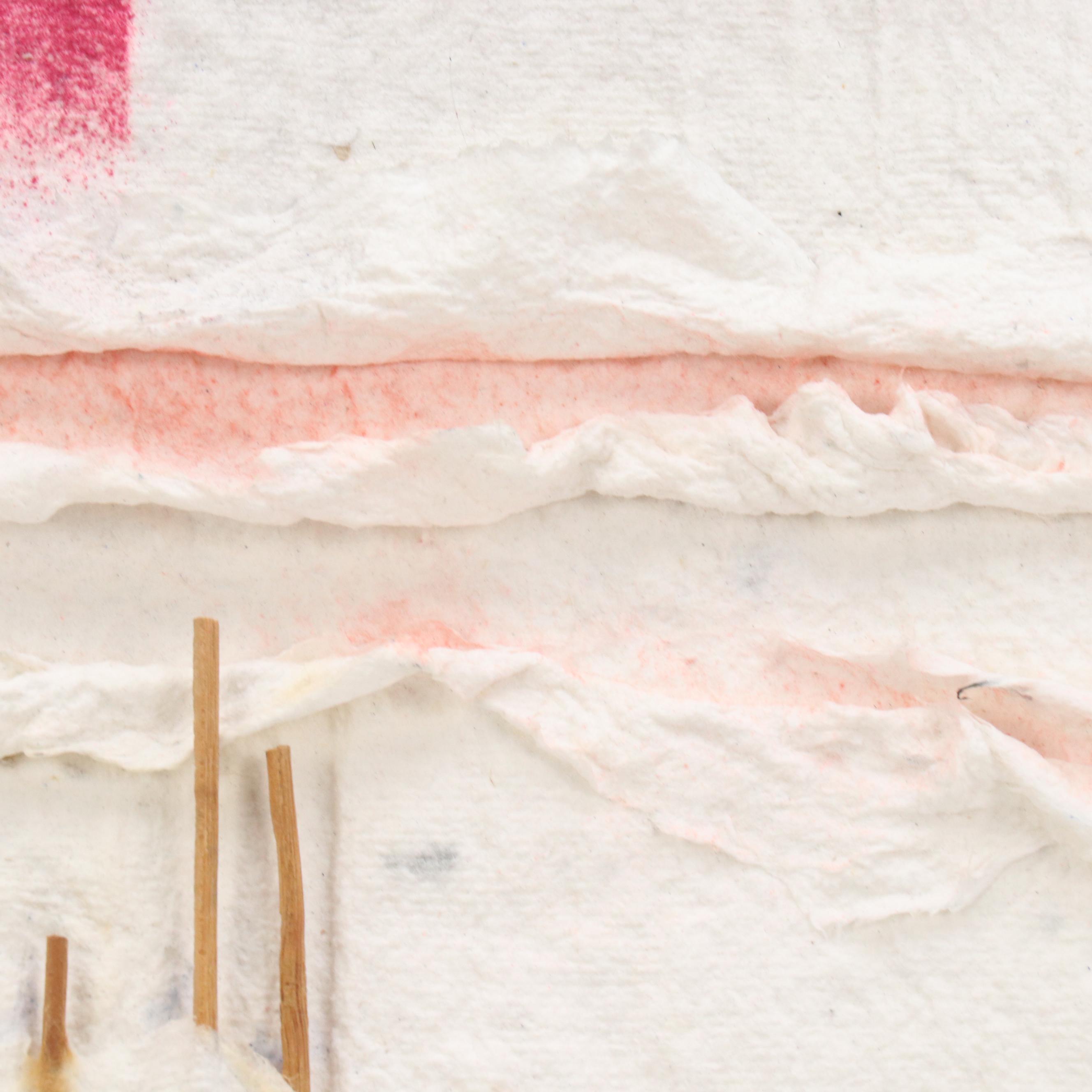 Abstract Mixed Media Pulp Painting with Wooden Dowels