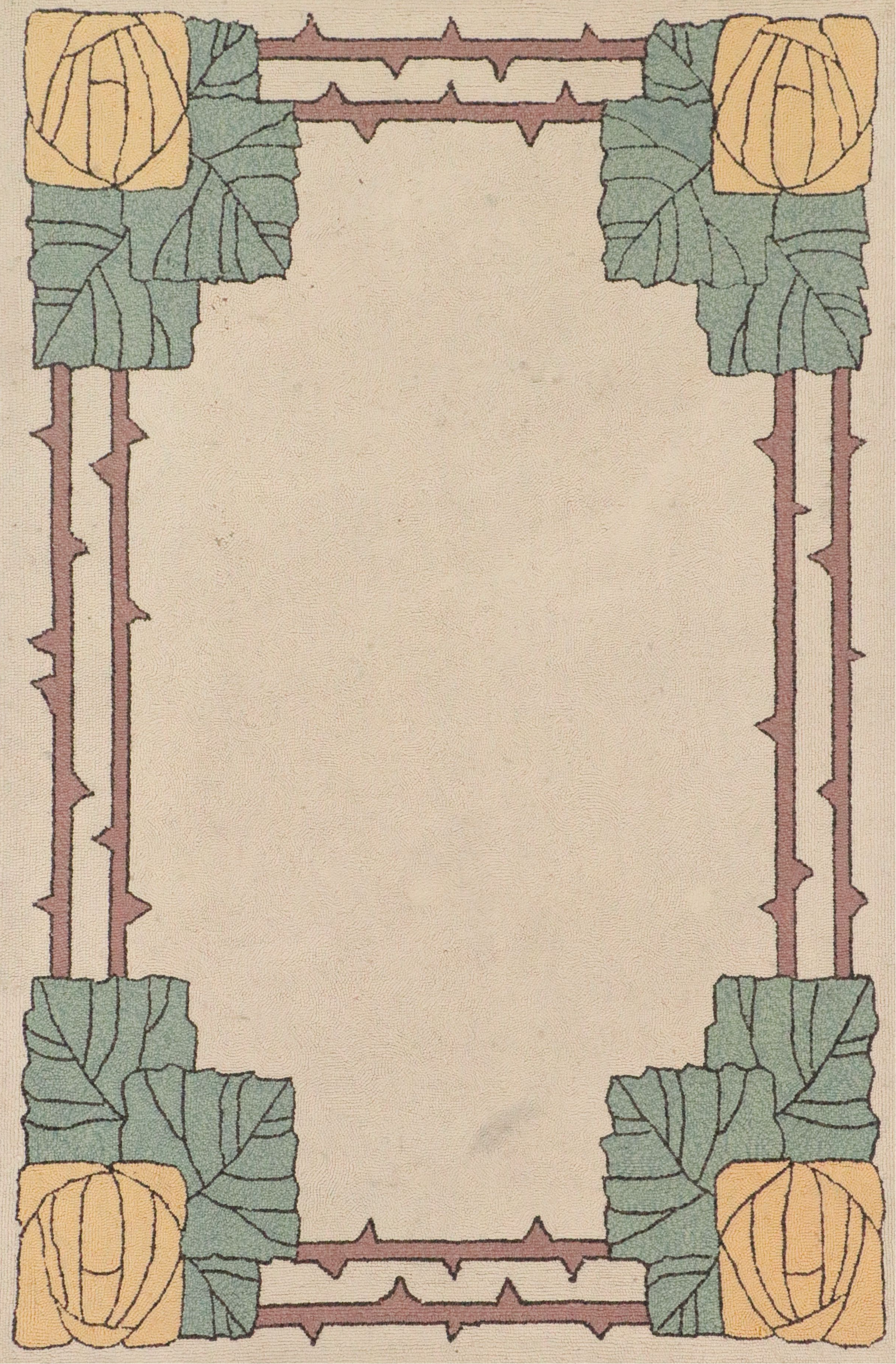 4' x 6' Hand-Tufted Rose and Thorns Area Rug