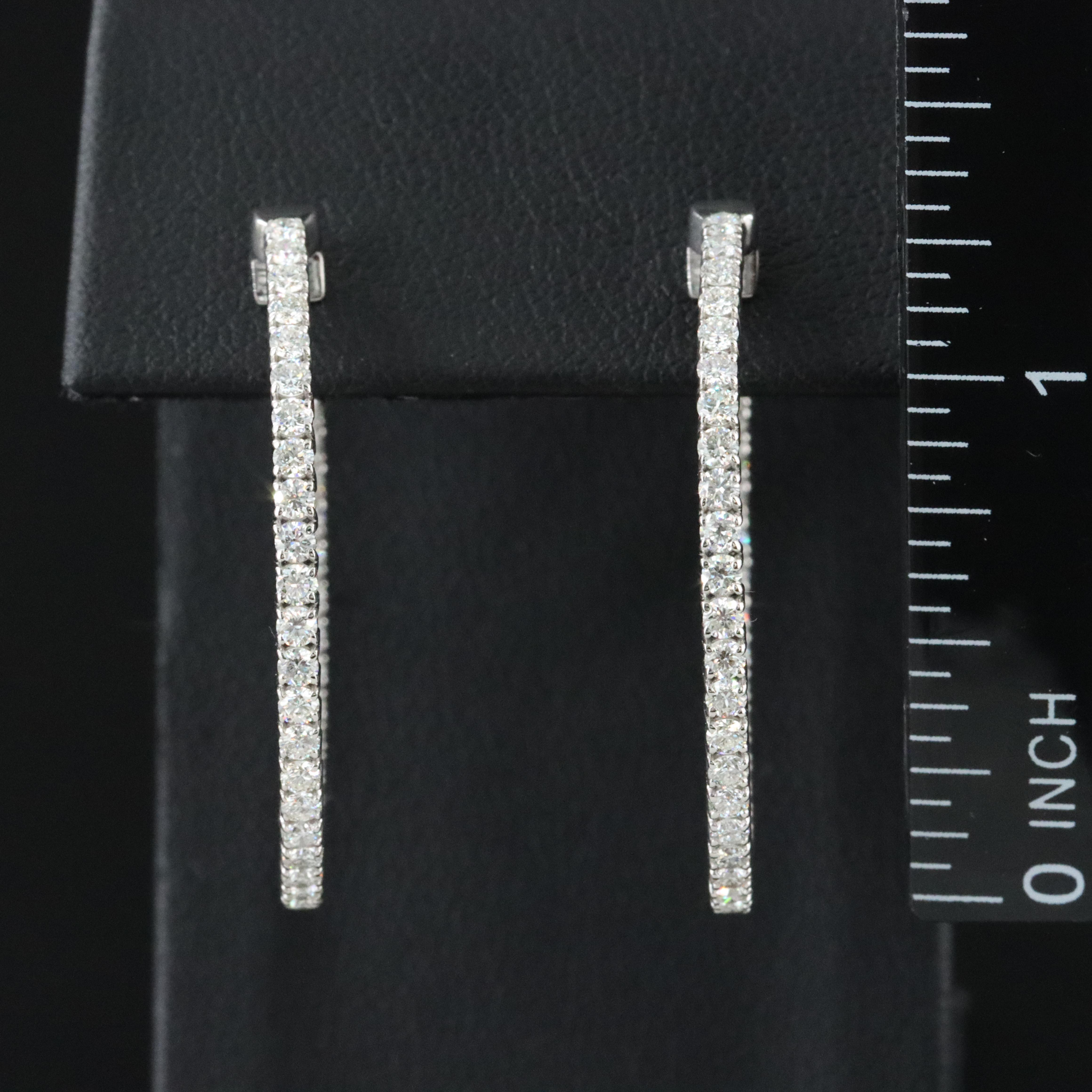 Platinum 1.87 CTW Diamond Inside-Out Hoop Earrings