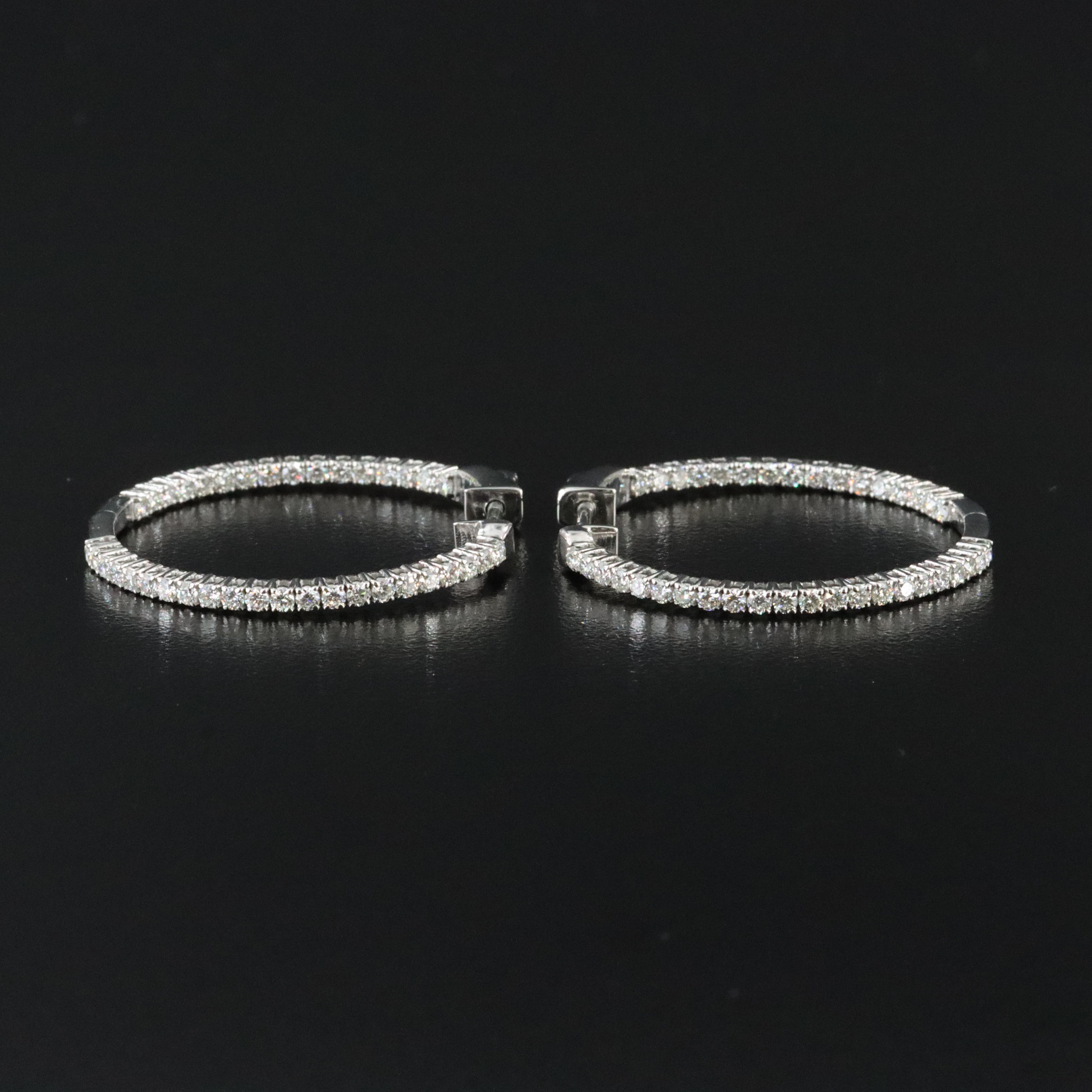 Platinum 1.87 CTW Diamond Inside-Out Hoop Earrings