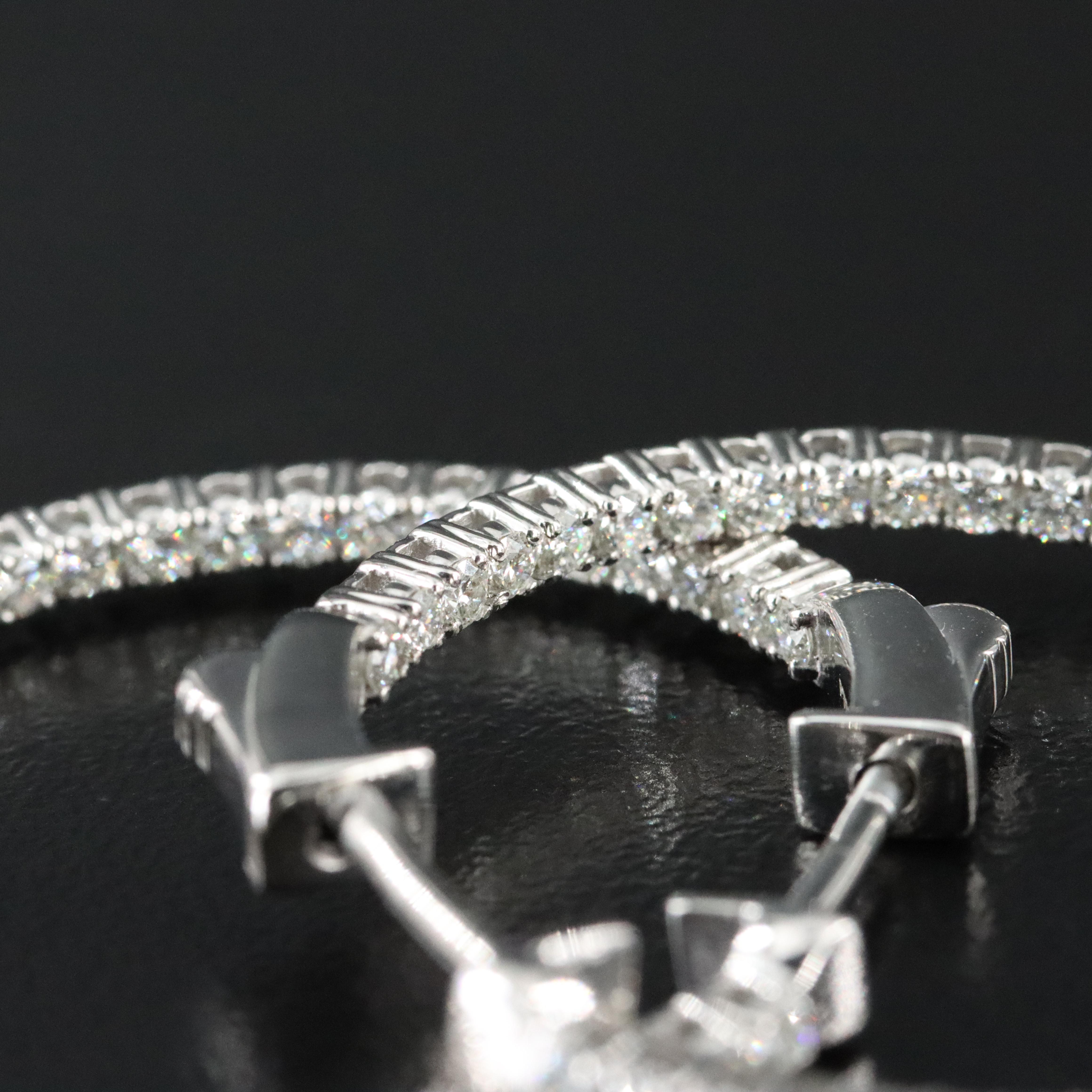 Platinum 1.87 CTW Diamond Inside-Out Hoop Earrings
