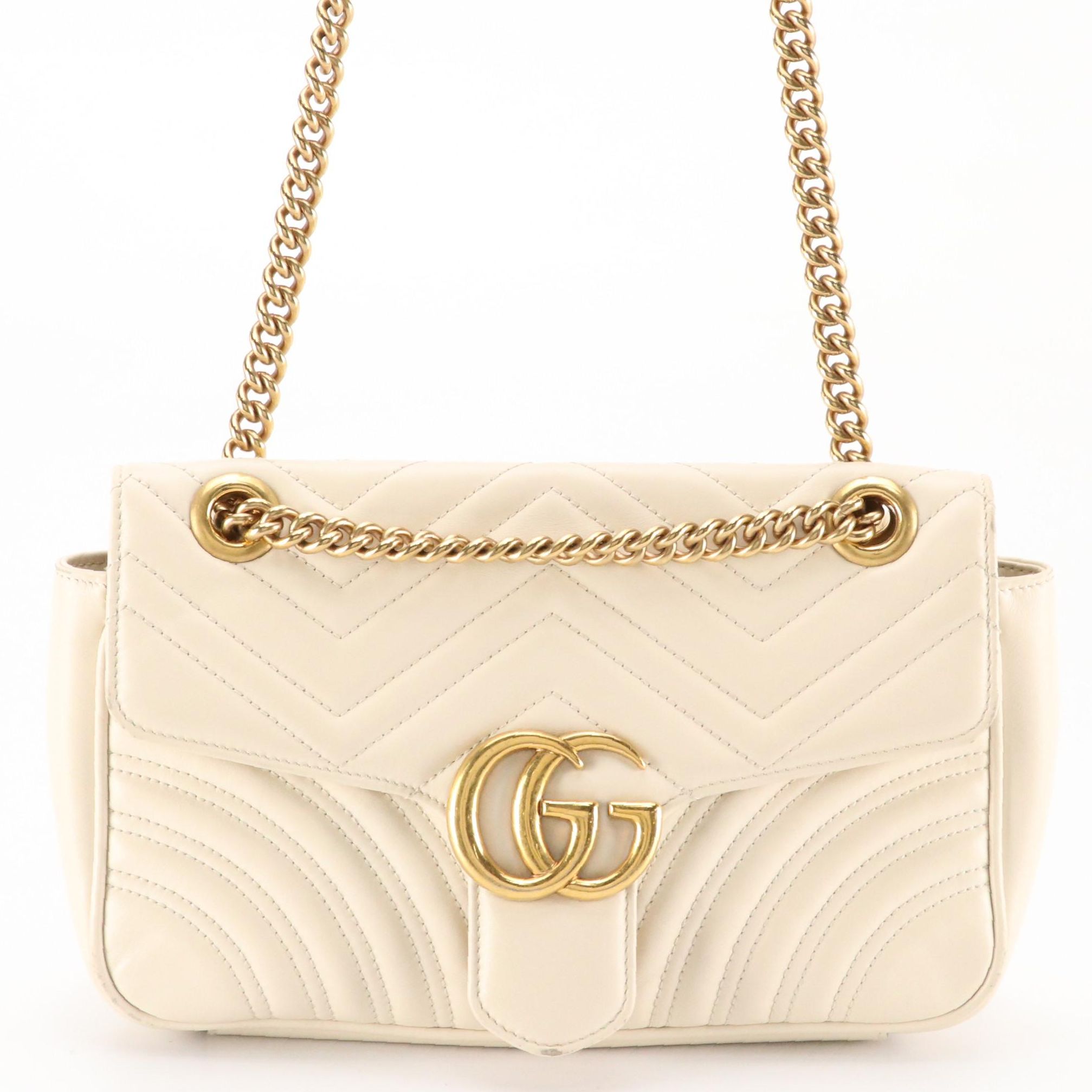Gucci Marmont Two Way Bag in Neutral Matelassé Leather