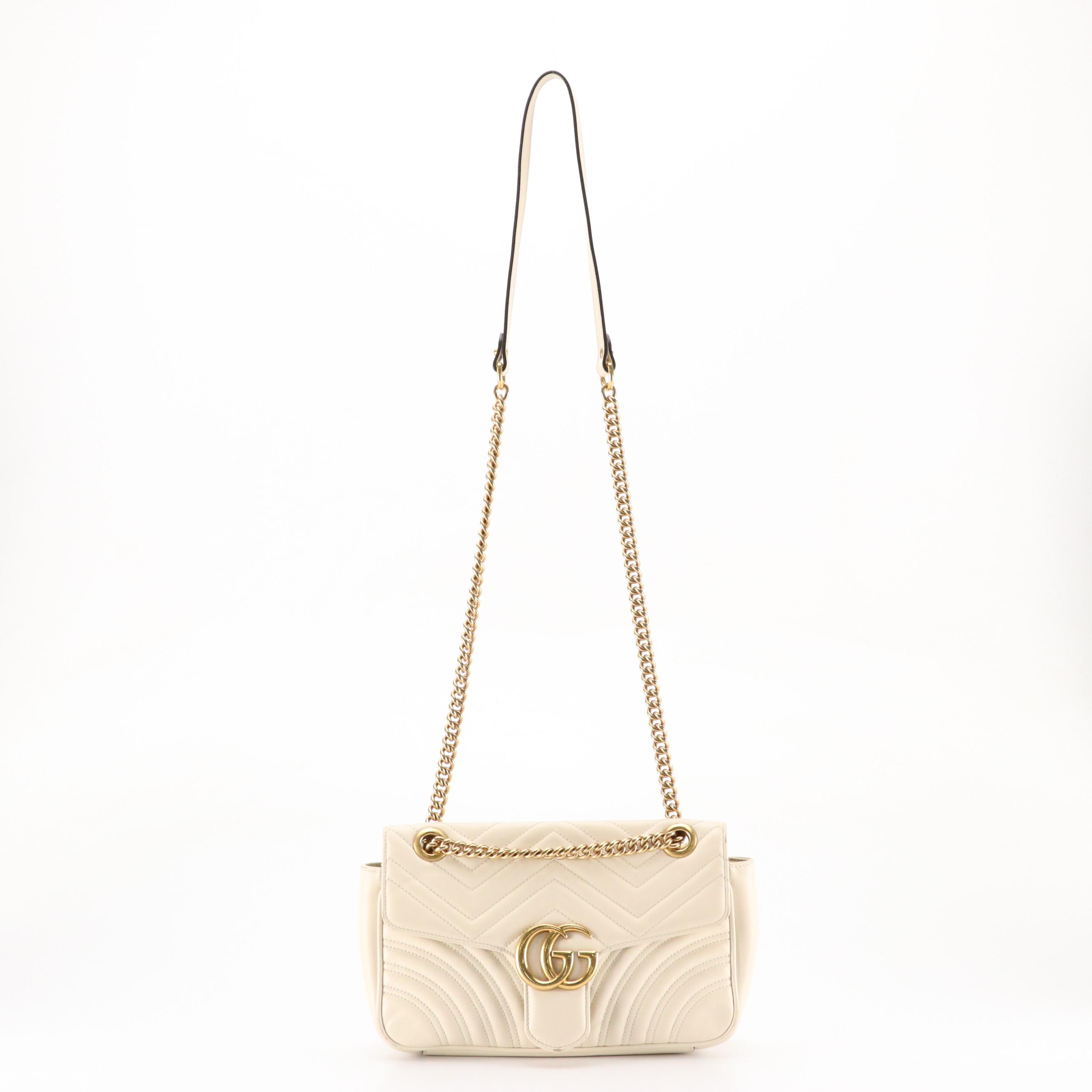 Gucci Marmont Two Way Bag in Neutral Matelassé Leather