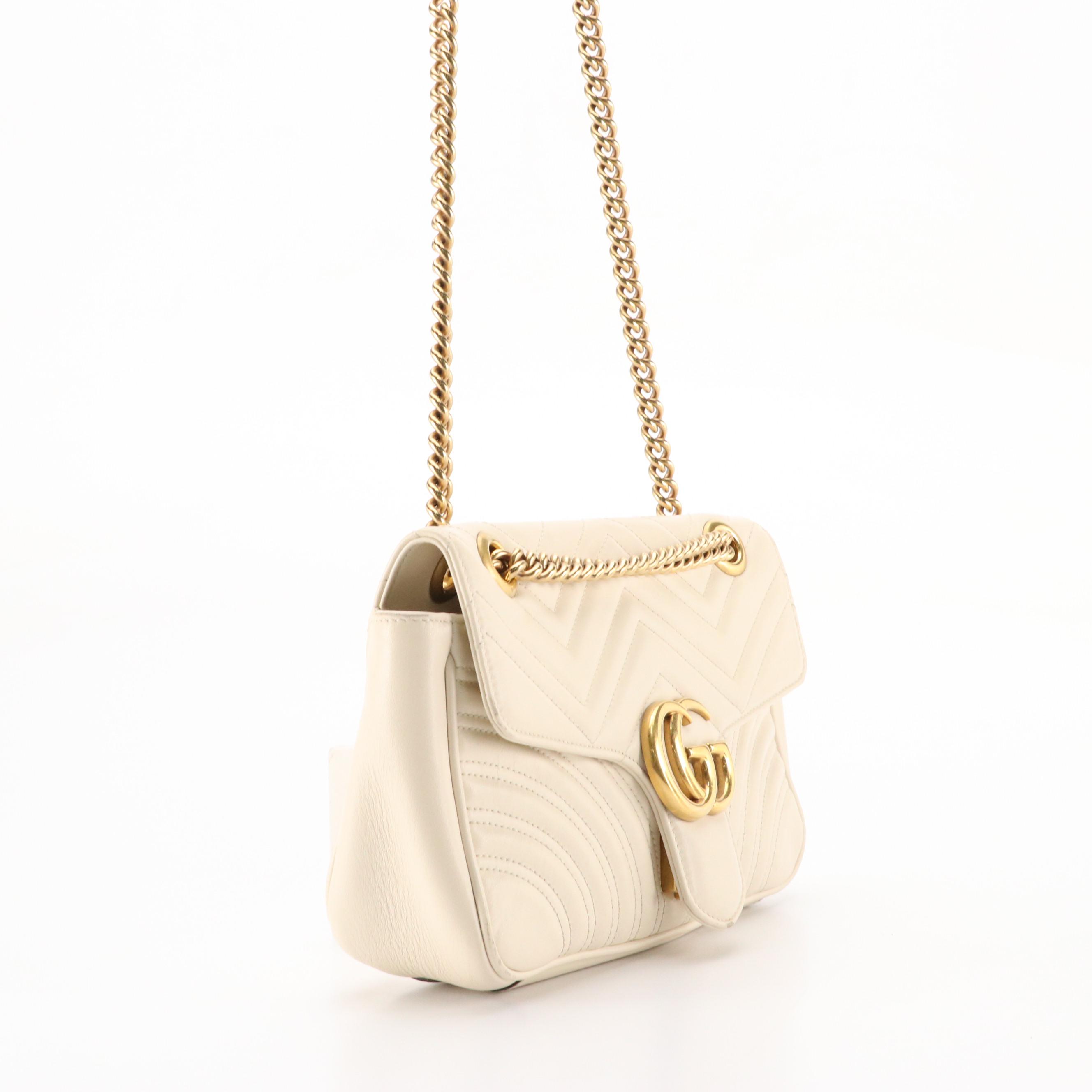 Gucci Marmont Two Way Bag in Neutral Matelassé Leather