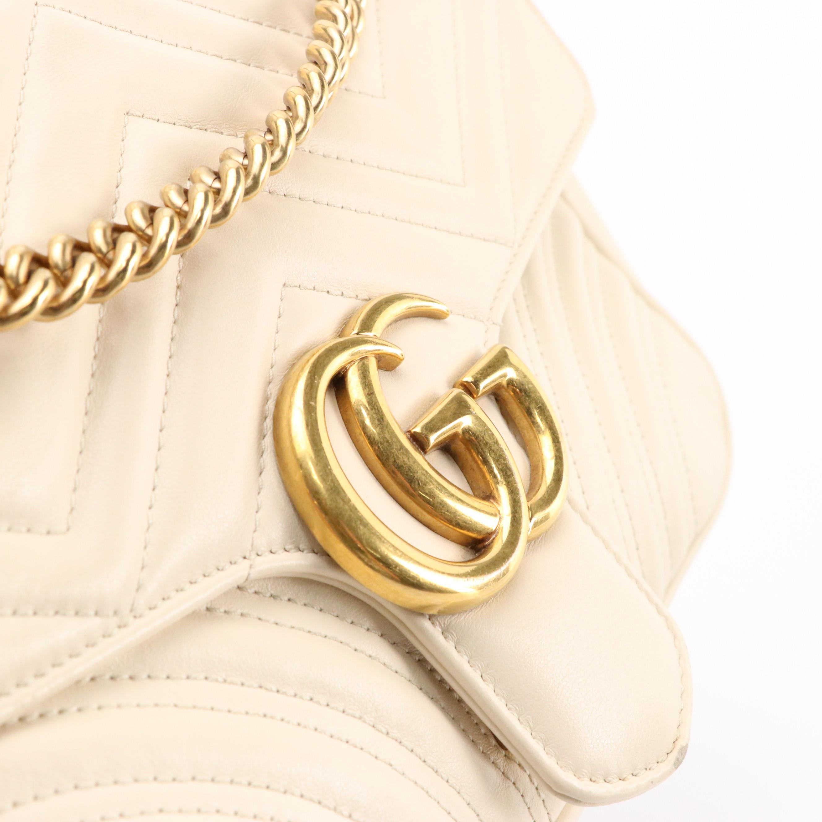 Gucci Marmont Two Way Bag in Neutral Matelassé Leather