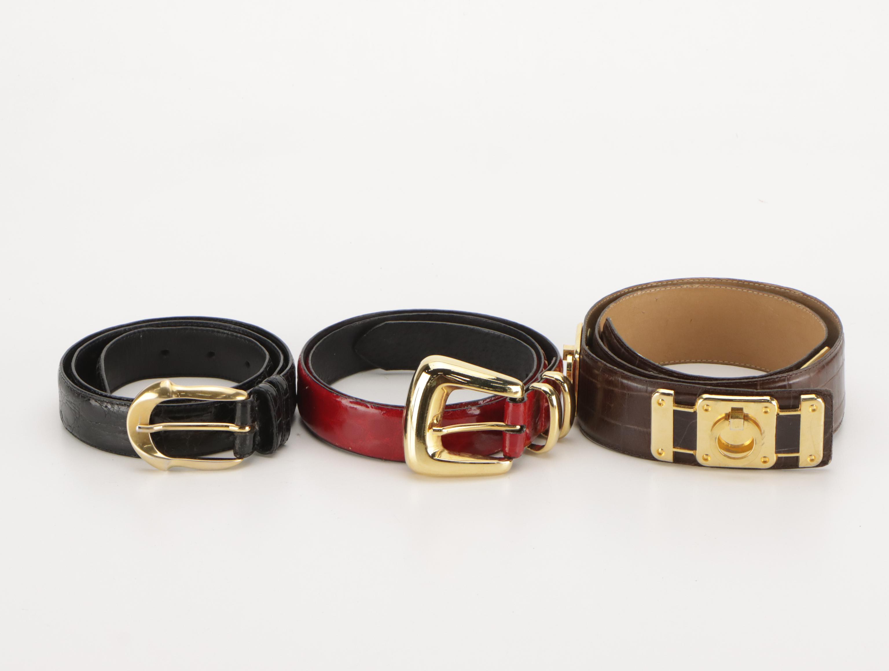 Worth Shiny Croc Embossed, Lizardskin, and More Leather Belts, Other Jewel Belt