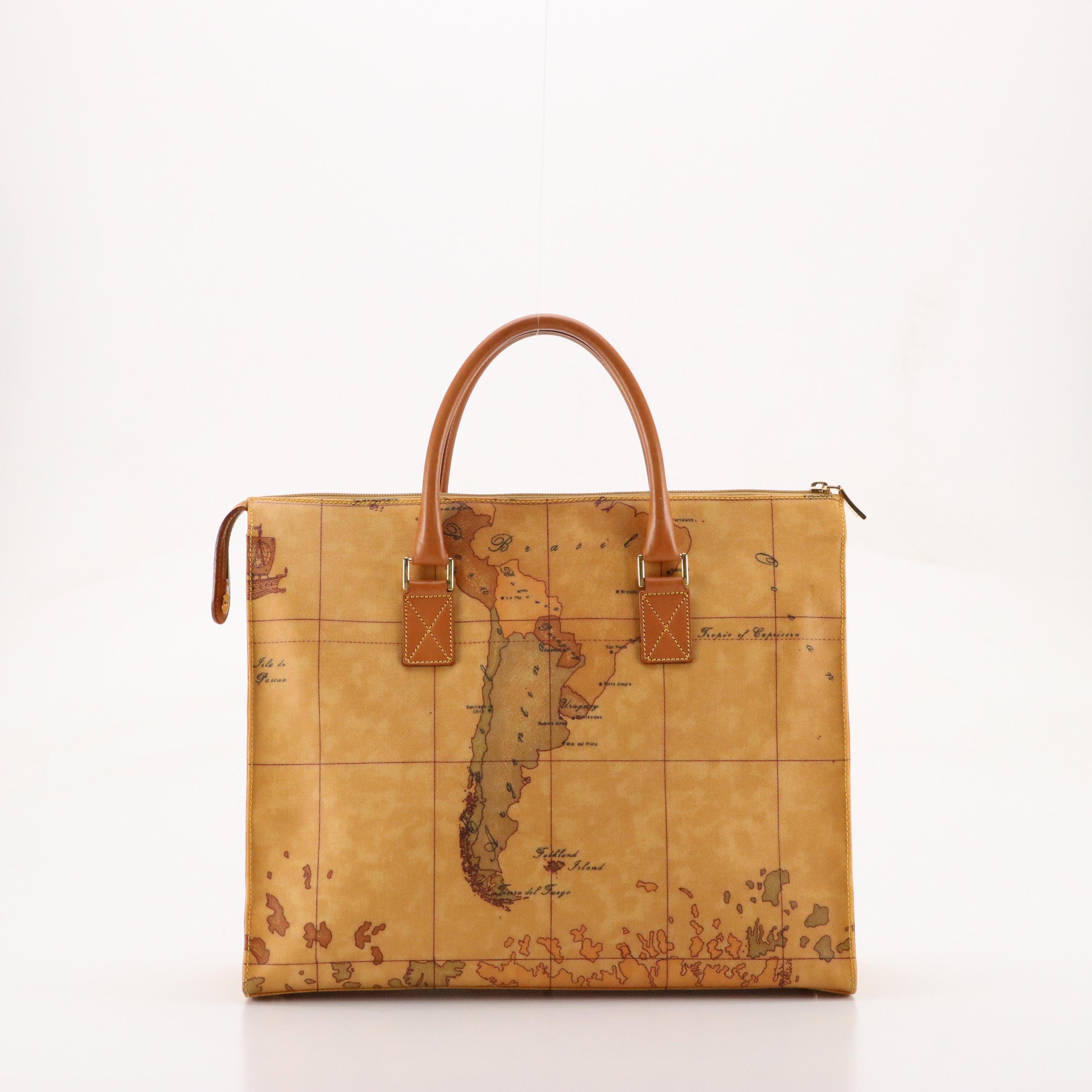 Alviero Martini 1A Two-Way Shoulder Bag and Compact Wallet in Geo Print Canvas