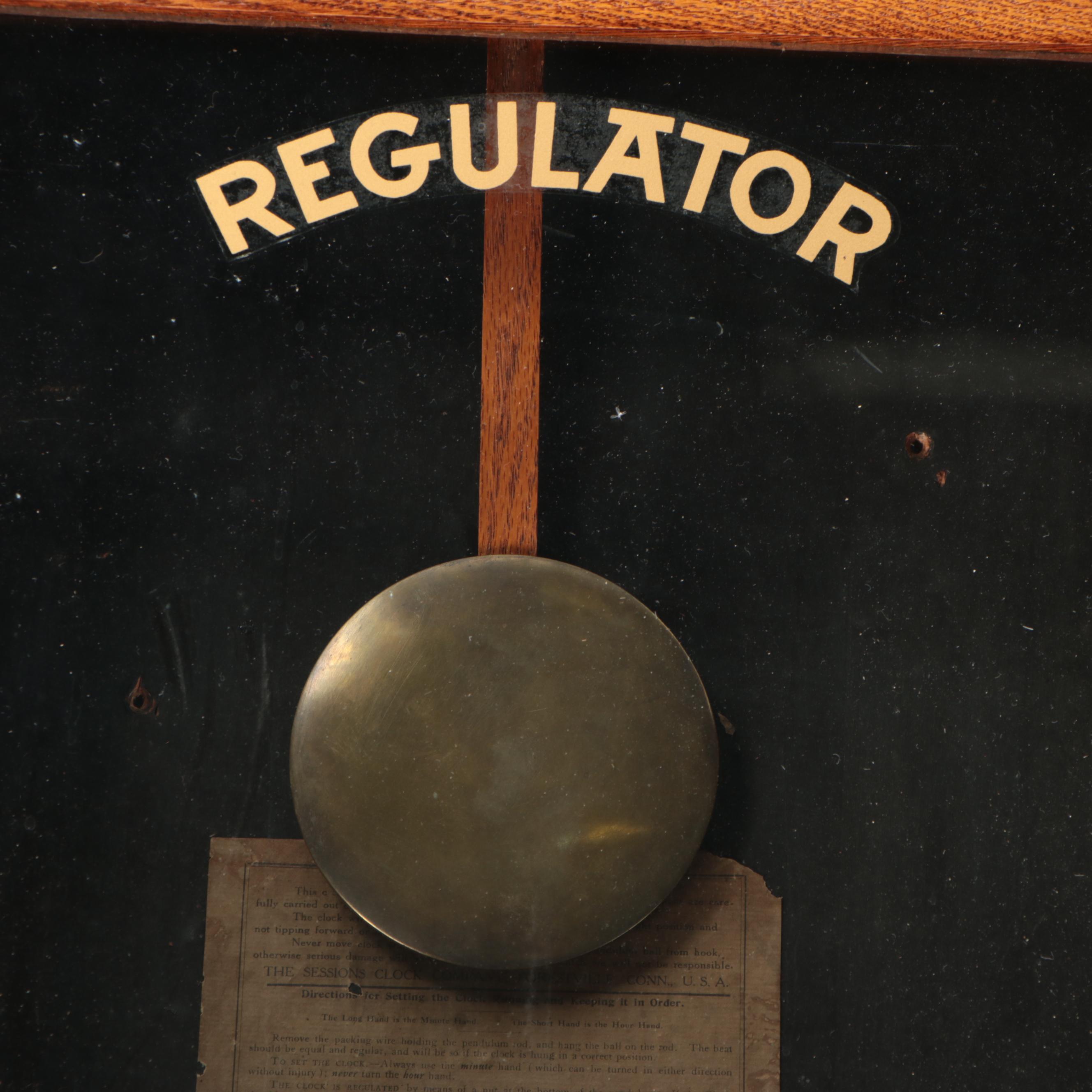 Sessions Clock Co. Regulator No. 2 Wall Clock, Early 20th C.