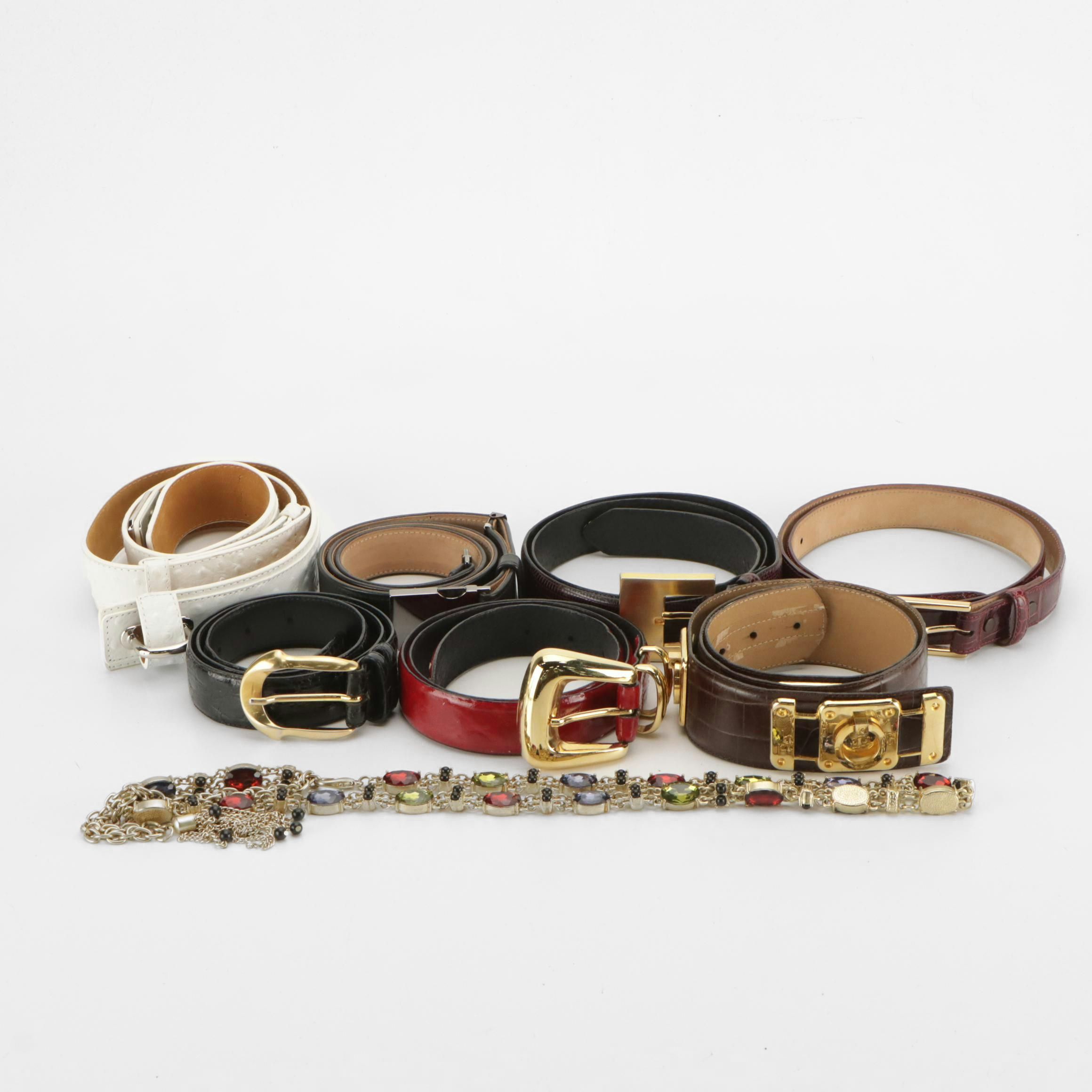 Worth Shiny Croc Embossed, Lizardskin, and More Leather Belts, Other Jewel Belt