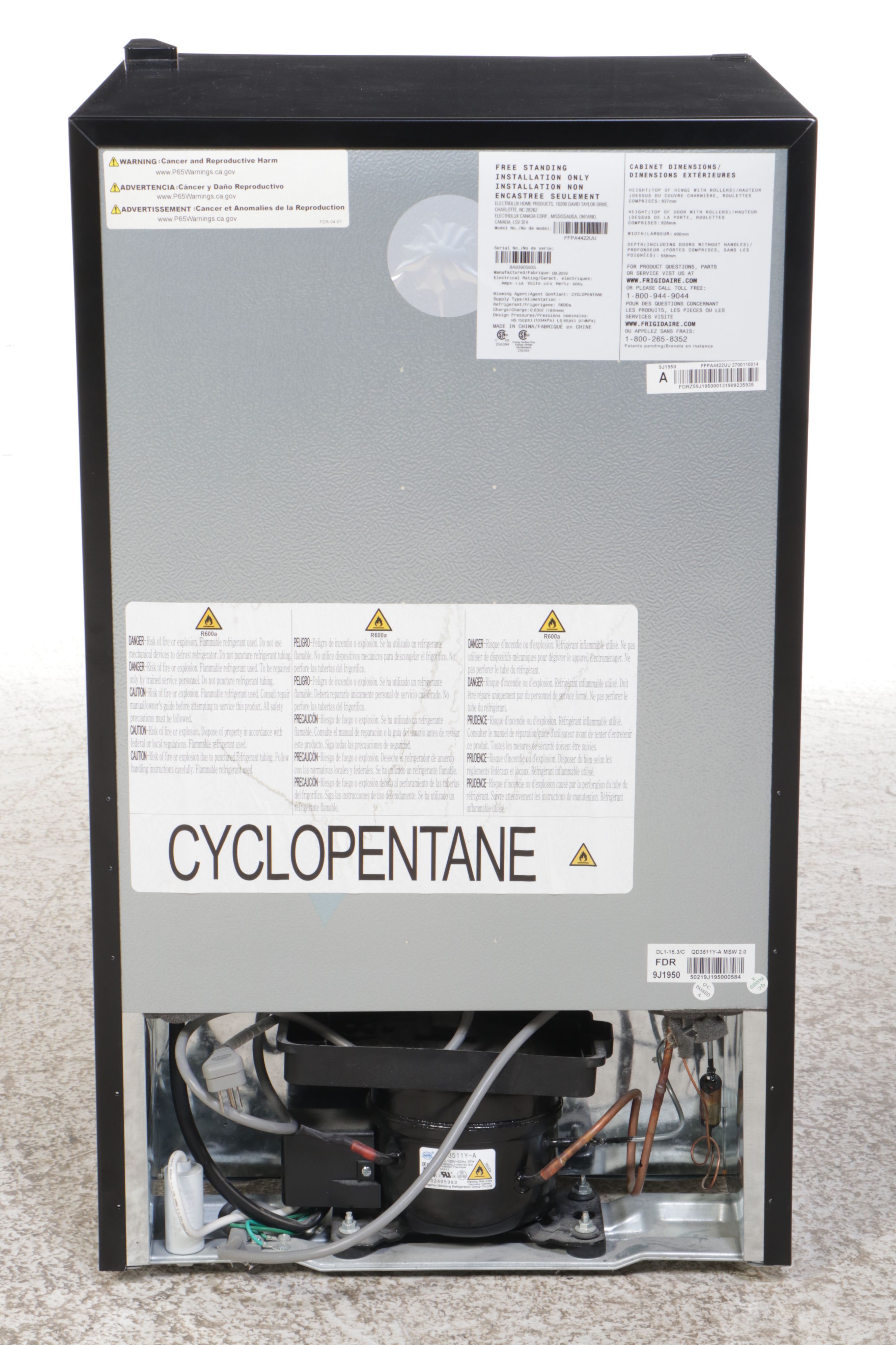 Frigidaire Dark Stainless Finish Undercounter Compact Refrigerator