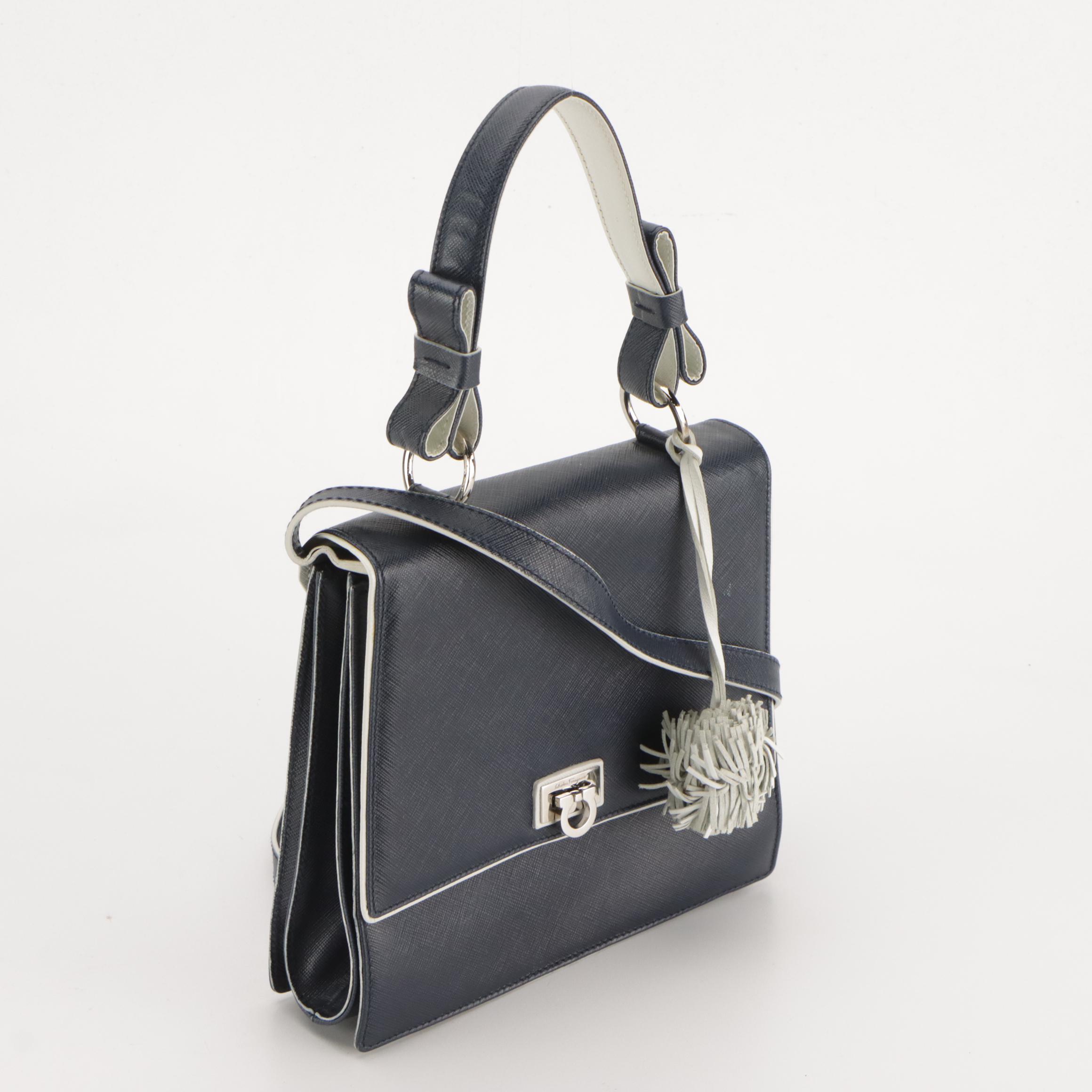 Salvatore Ferragamo Saffiano Leather 2-Way Bag and Navy Leather Shoulder Bag