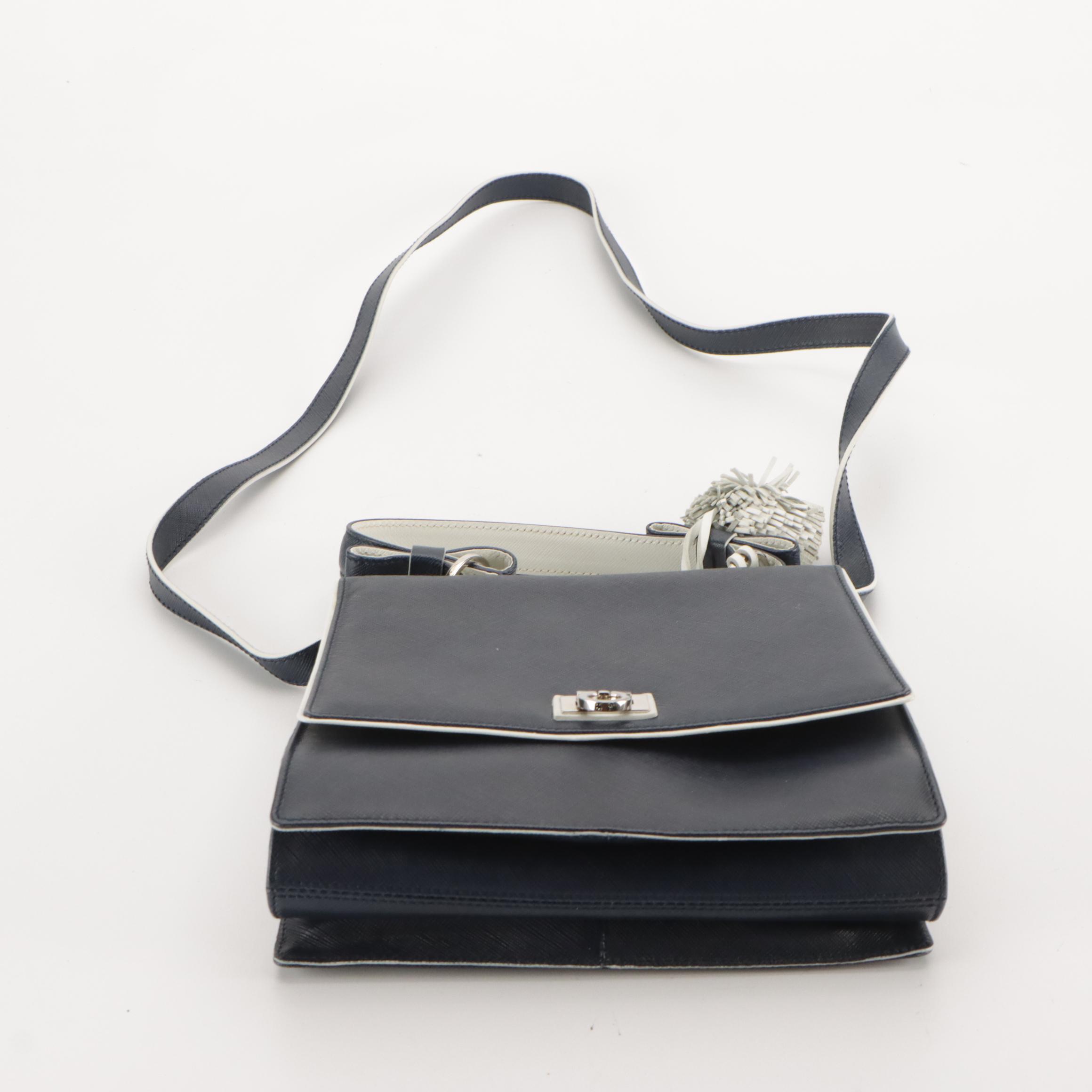 Salvatore Ferragamo Saffiano Leather 2-Way Bag and Navy Leather Shoulder Bag