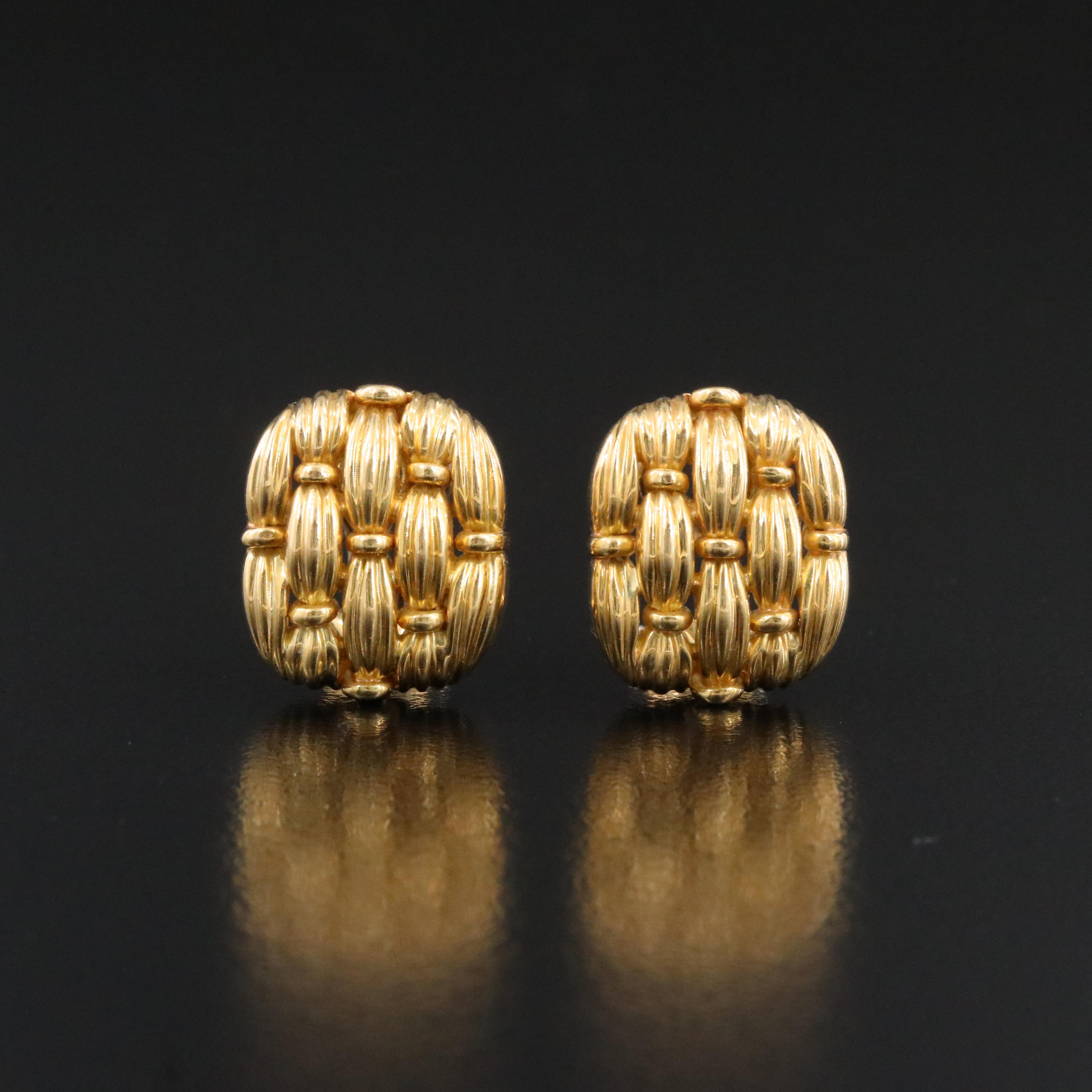 Tiffany & Co. Signature Series 18K Rectangular Basketweave Earrings