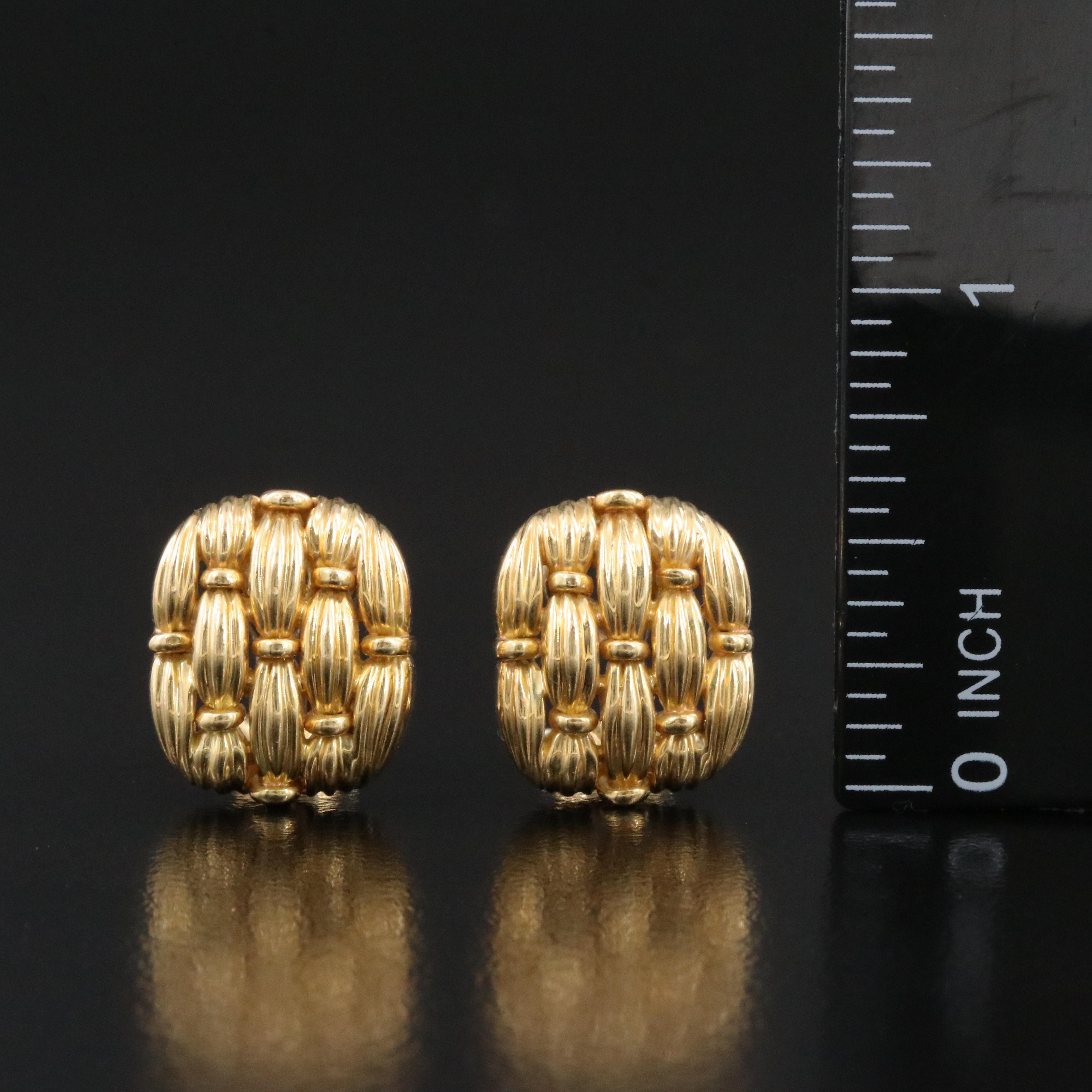 Tiffany & Co. Signature Series 18K Rectangular Basketweave Earrings