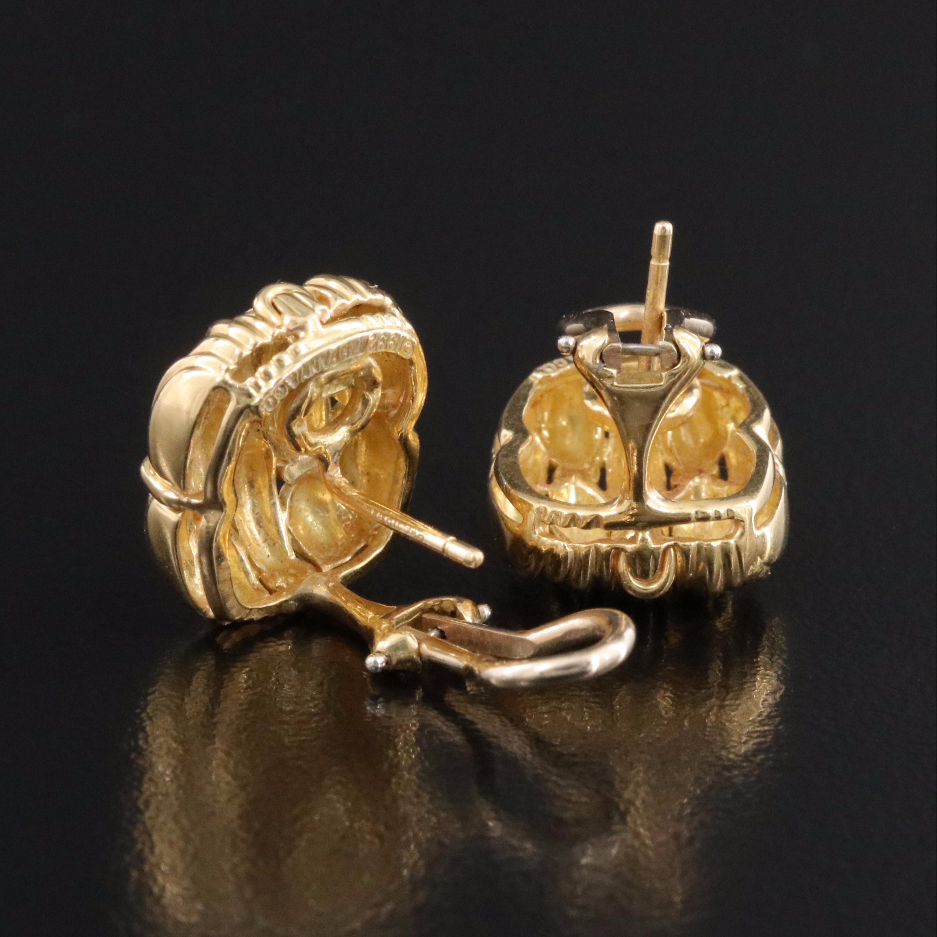 Tiffany & Co. Signature Series 18K Rectangular Basketweave Earrings