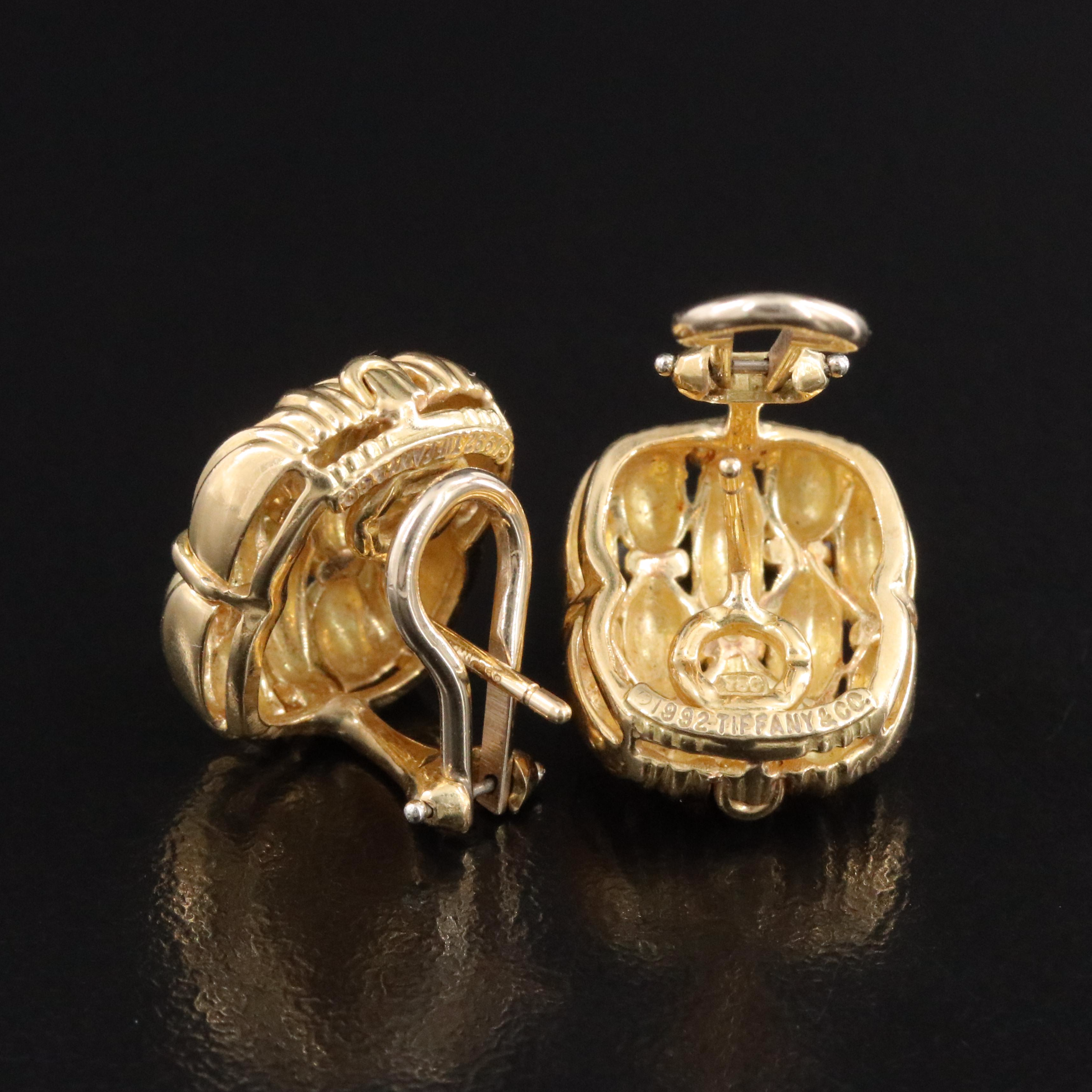 Tiffany & Co. Signature Series 18K Rectangular Basketweave Earrings