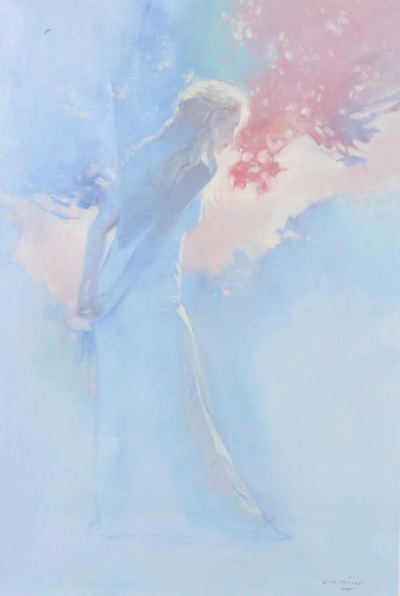 Jasmine Oil Painting of Woman at Sunset, 21st Century