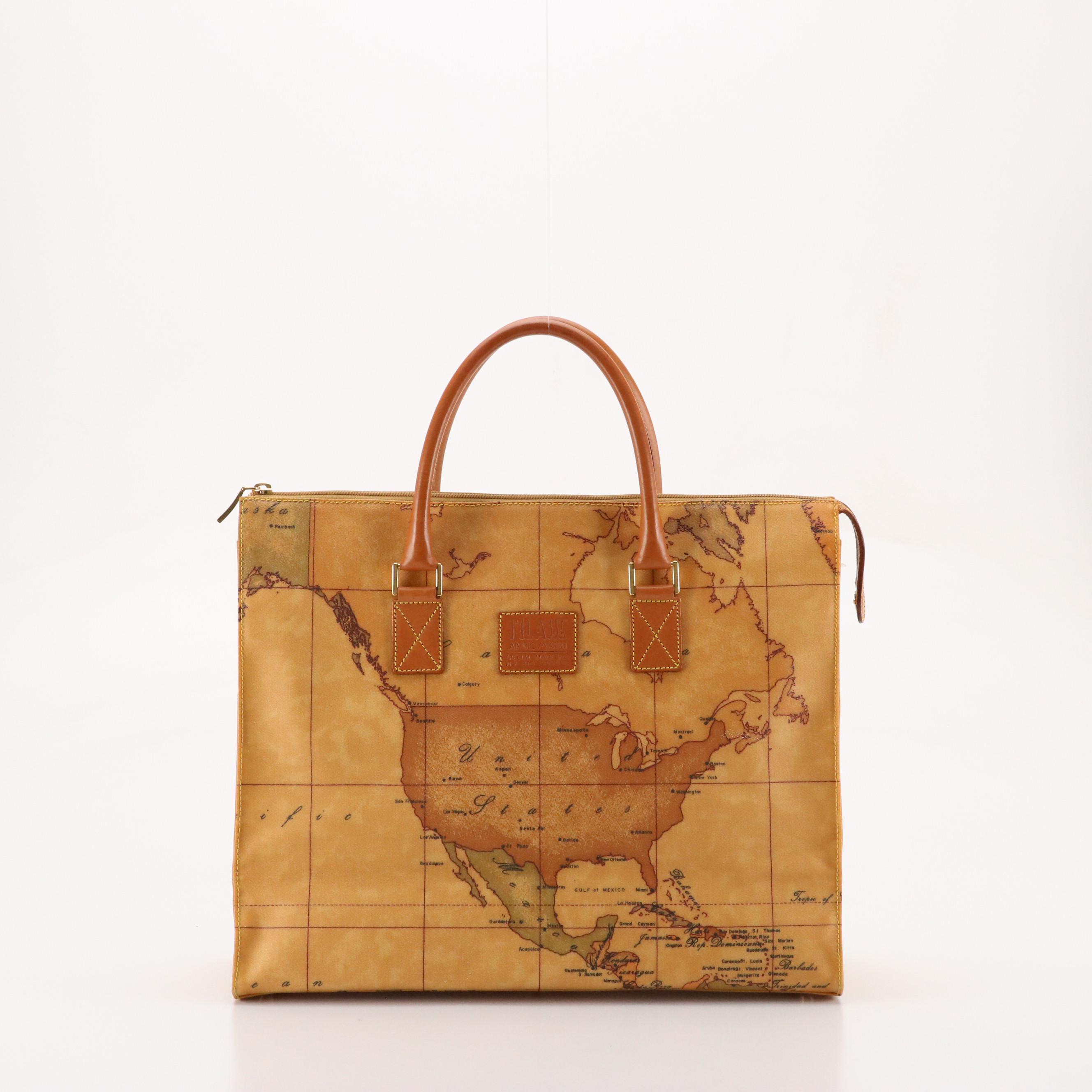 Alviero Martini 1A Two-Way Shoulder Bag and Compact Wallet in Geo Print Canvas