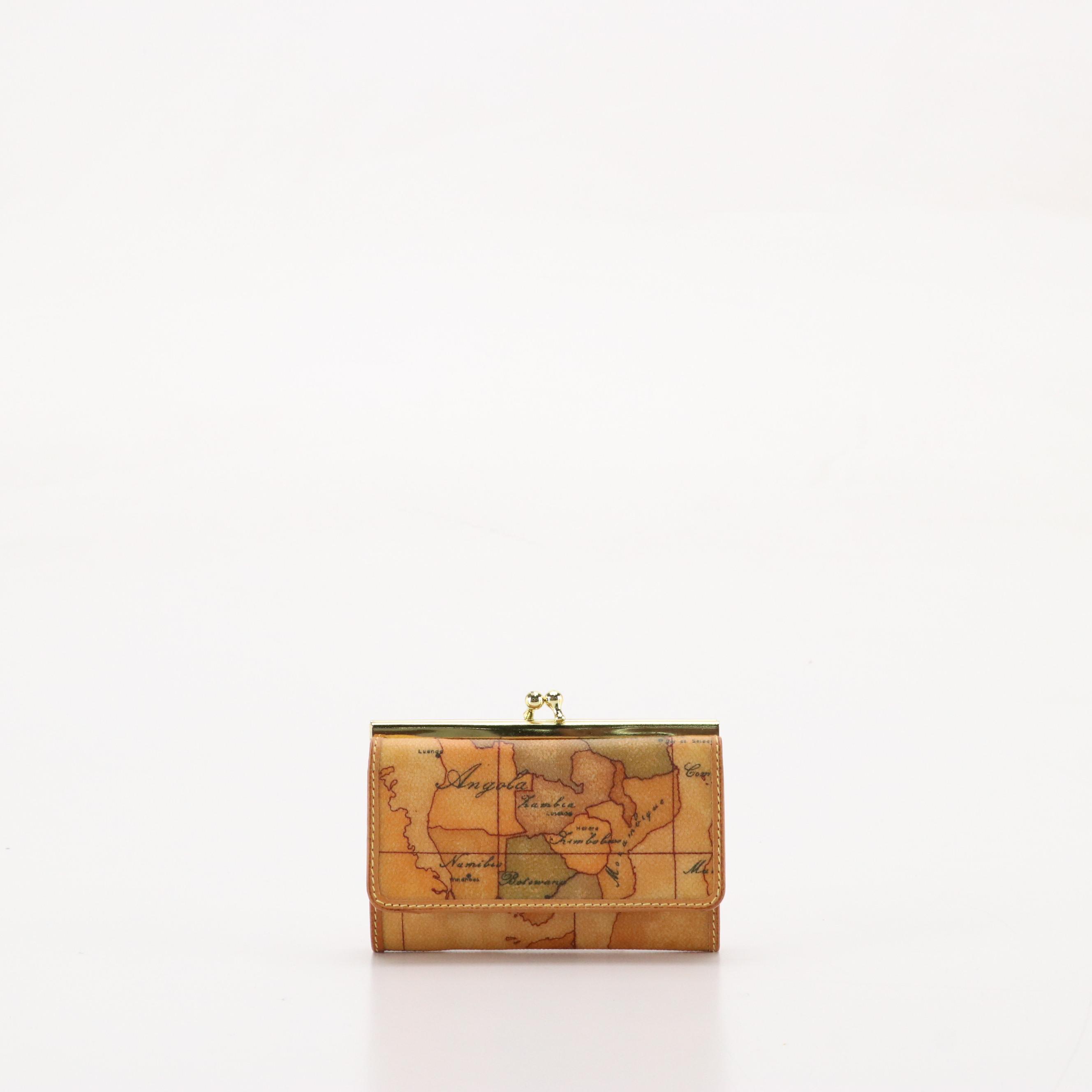 Alviero Martini 1A Two-Way Shoulder Bag and Compact Wallet in Geo Print Canvas