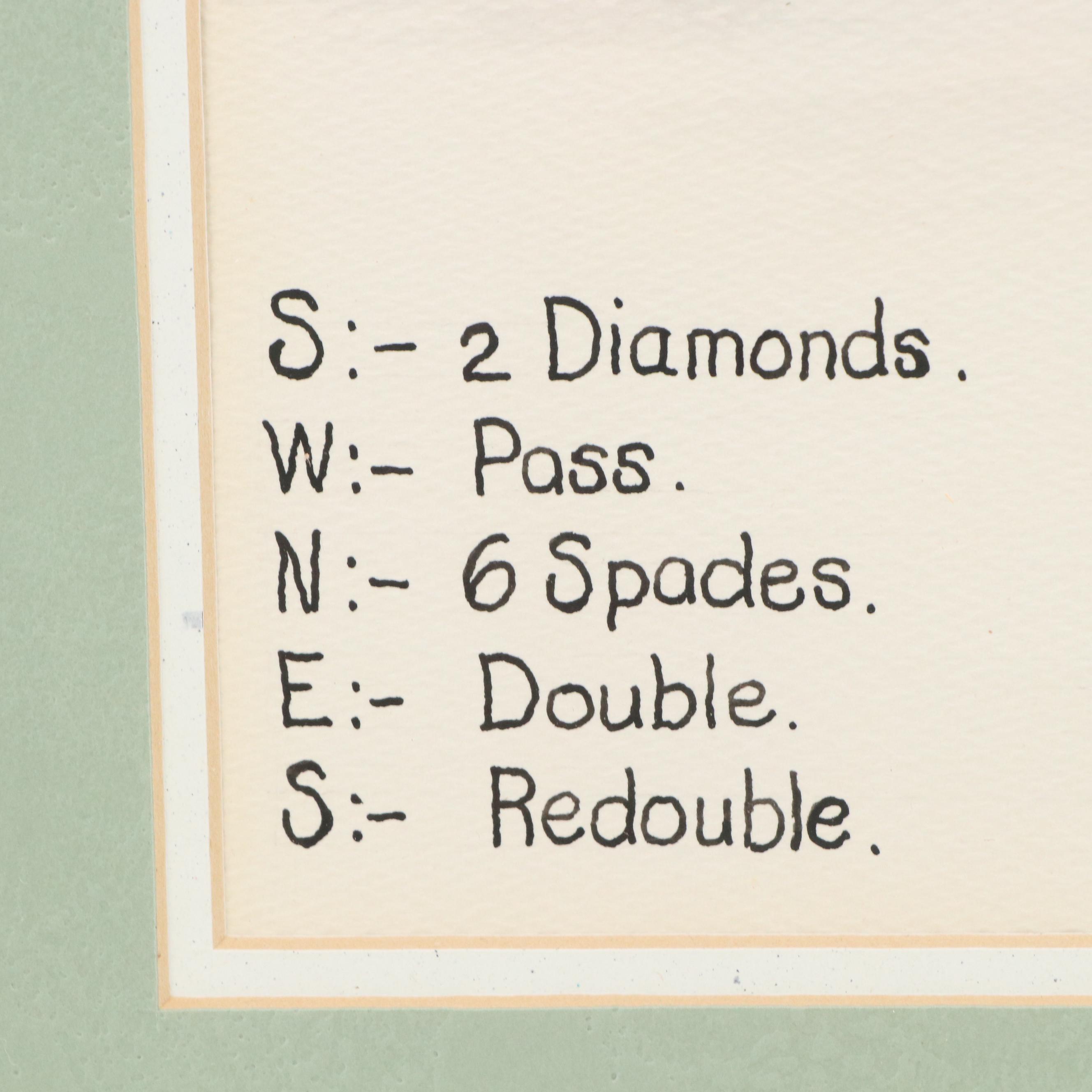 Mary Bell Watercolor Painting of Bridge Players, Mid to Late 20th Century