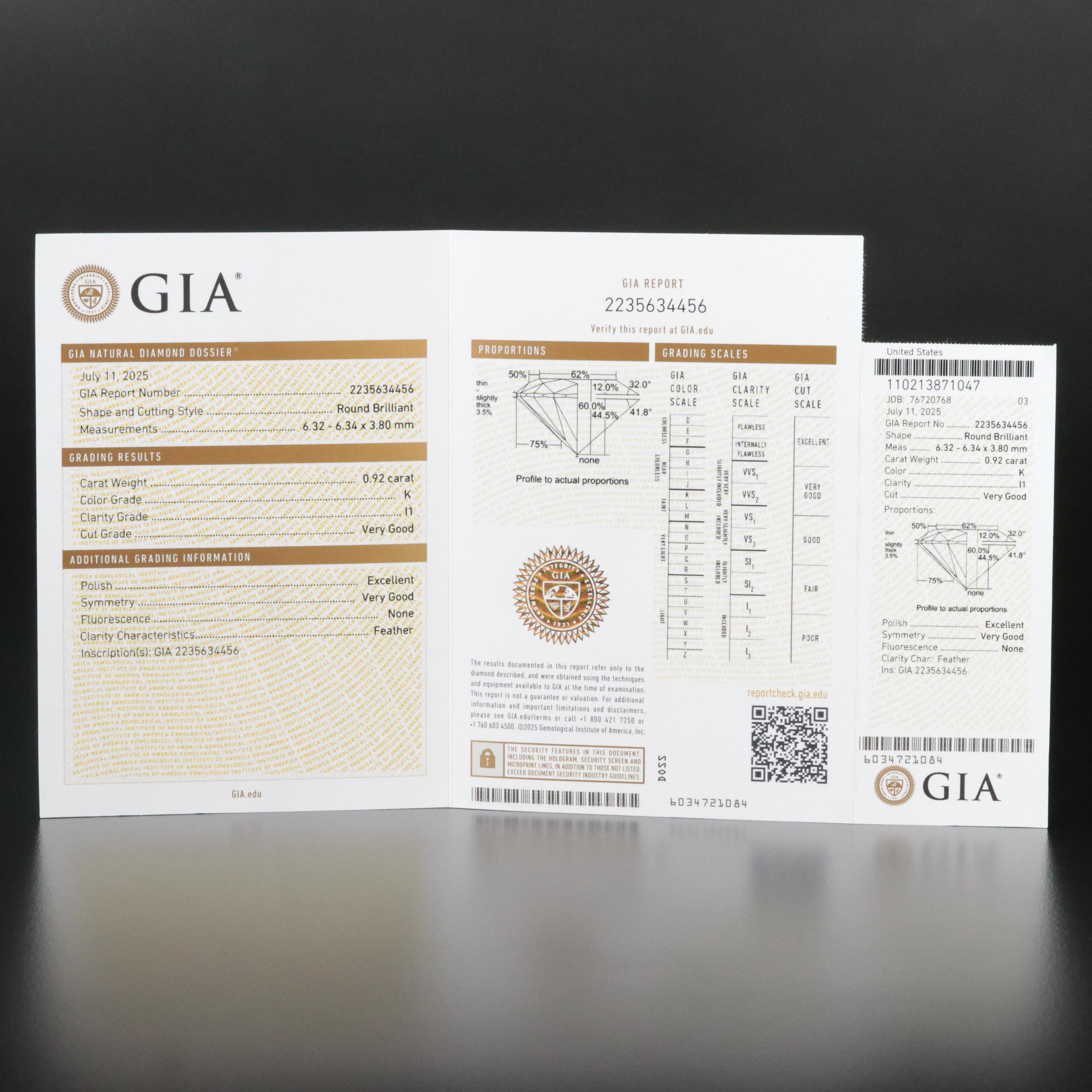 Loose 0.92 CT Diamond with GIA Report