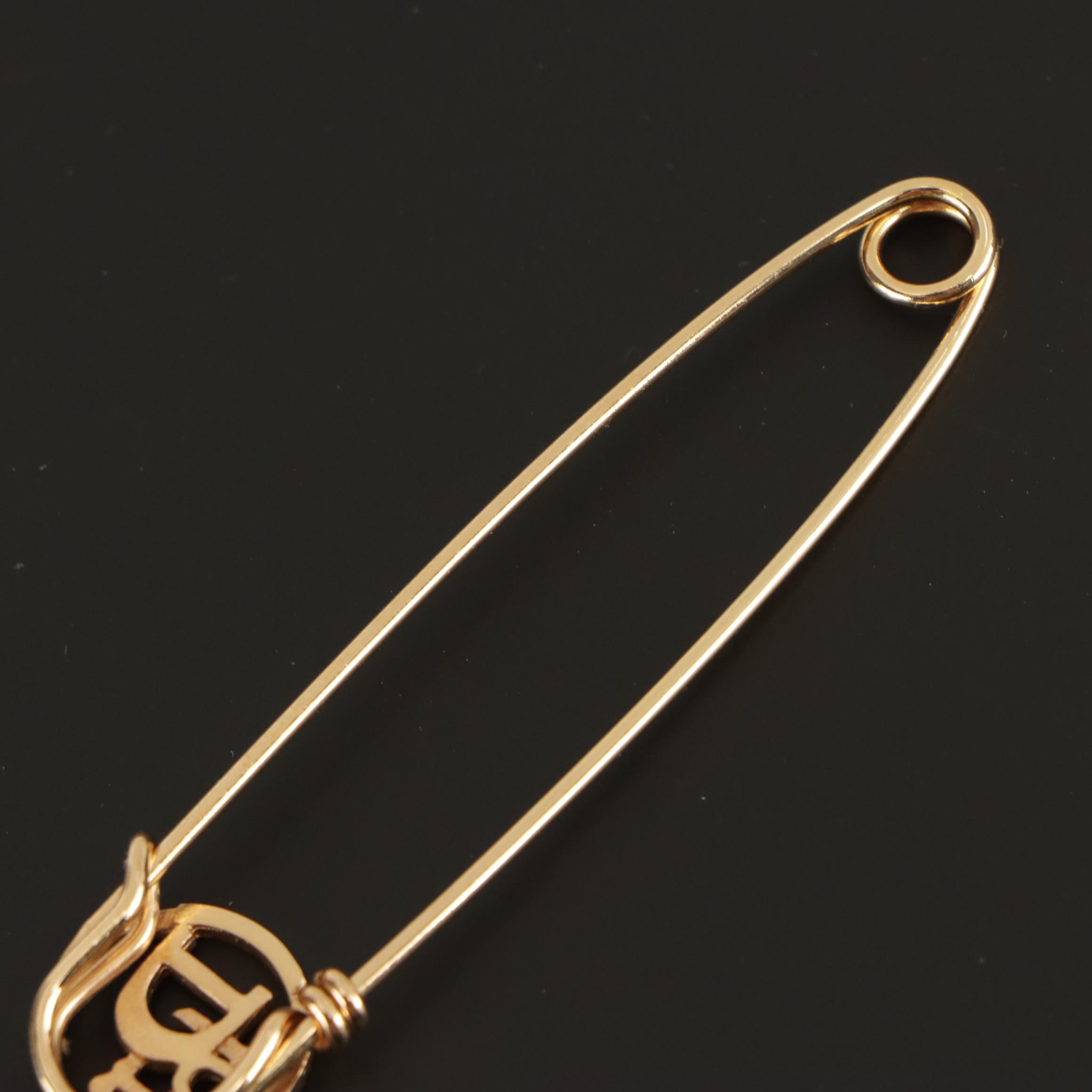 Christian Dior Logo Safety Pin Brooch
