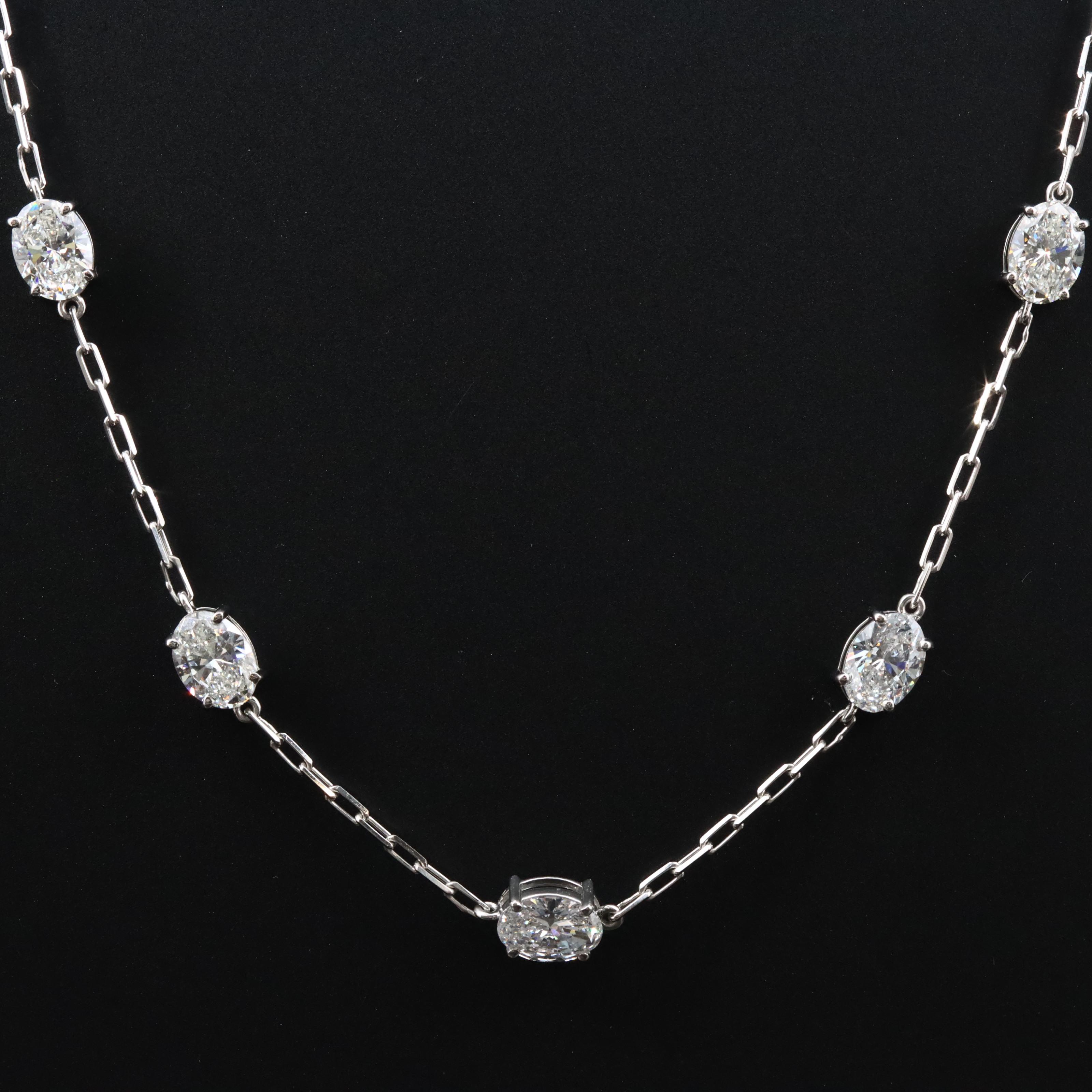 Platinum 9.40 CTW Lab Grown Diamond Station Necklace