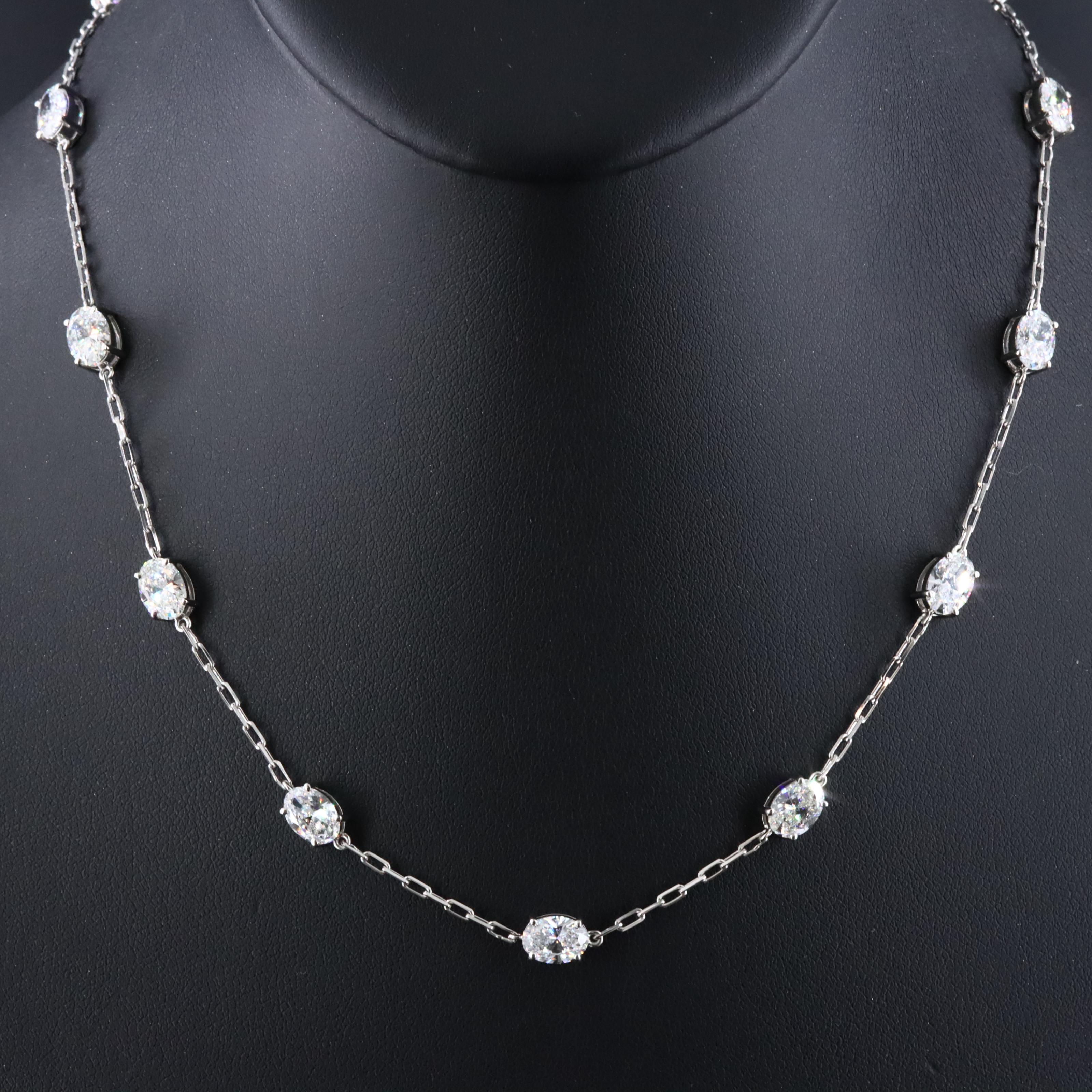 Platinum 9.40 CTW Lab Grown Diamond Station Necklace