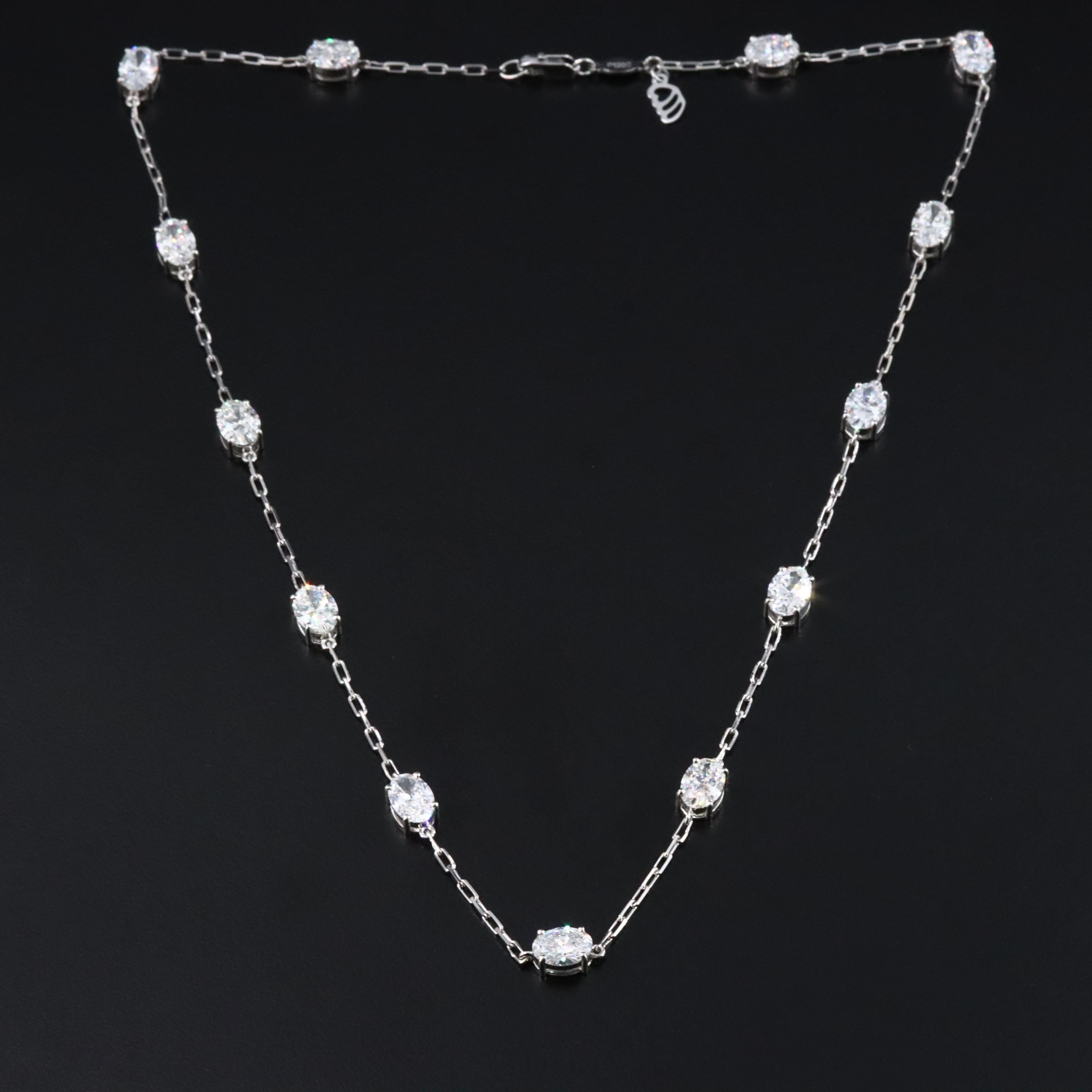 Platinum 9.40 CTW Lab Grown Diamond Station Necklace