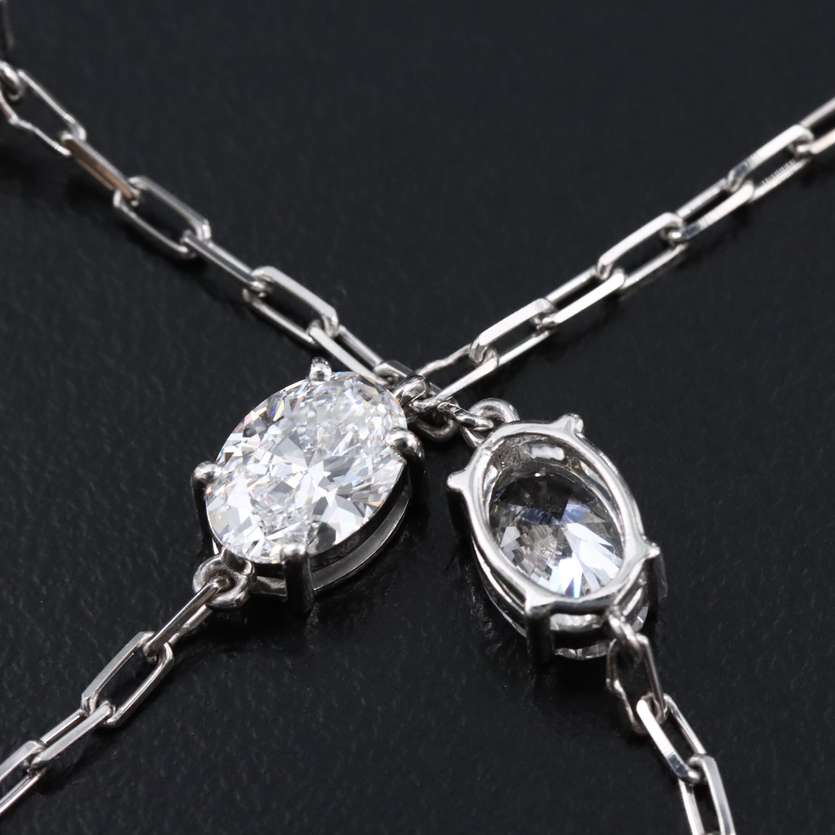 Platinum 9.40 CTW Lab Grown Diamond Station Necklace