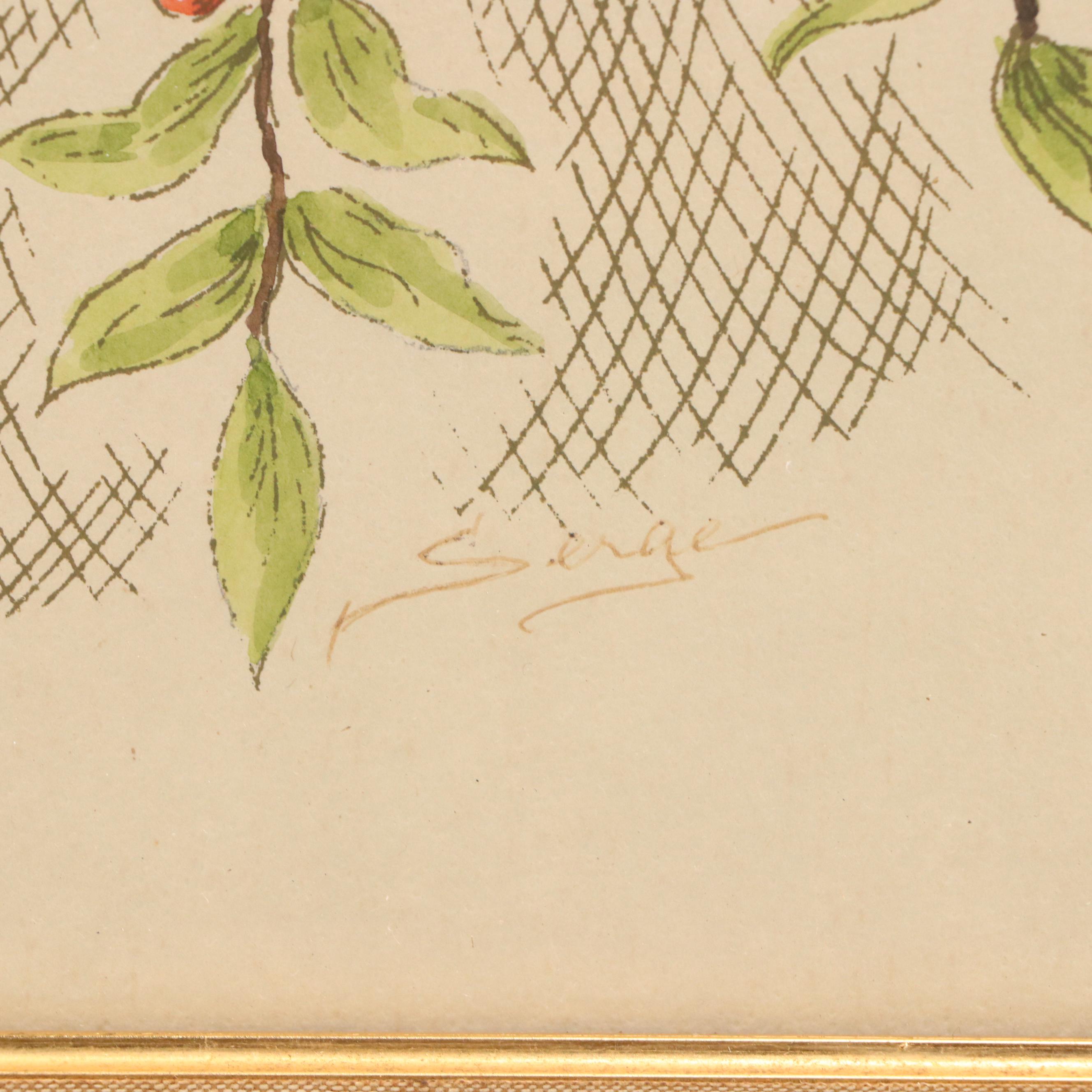 Marko Manufacturers Watercolor Paintings "Fruits," Mid to Late 20th C.