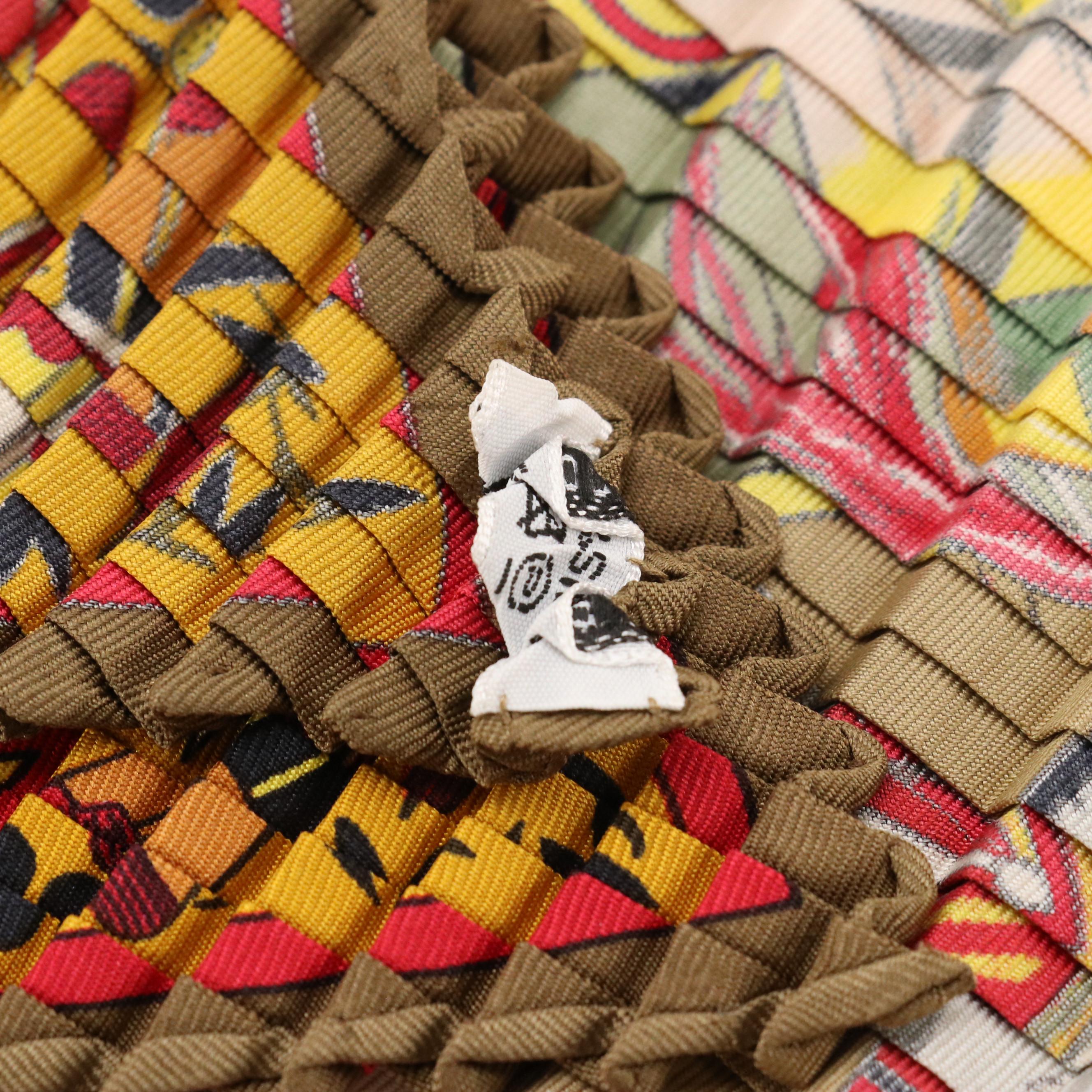 Hermès "Kachinas" Plissé Losange Scarf in Silk Twill