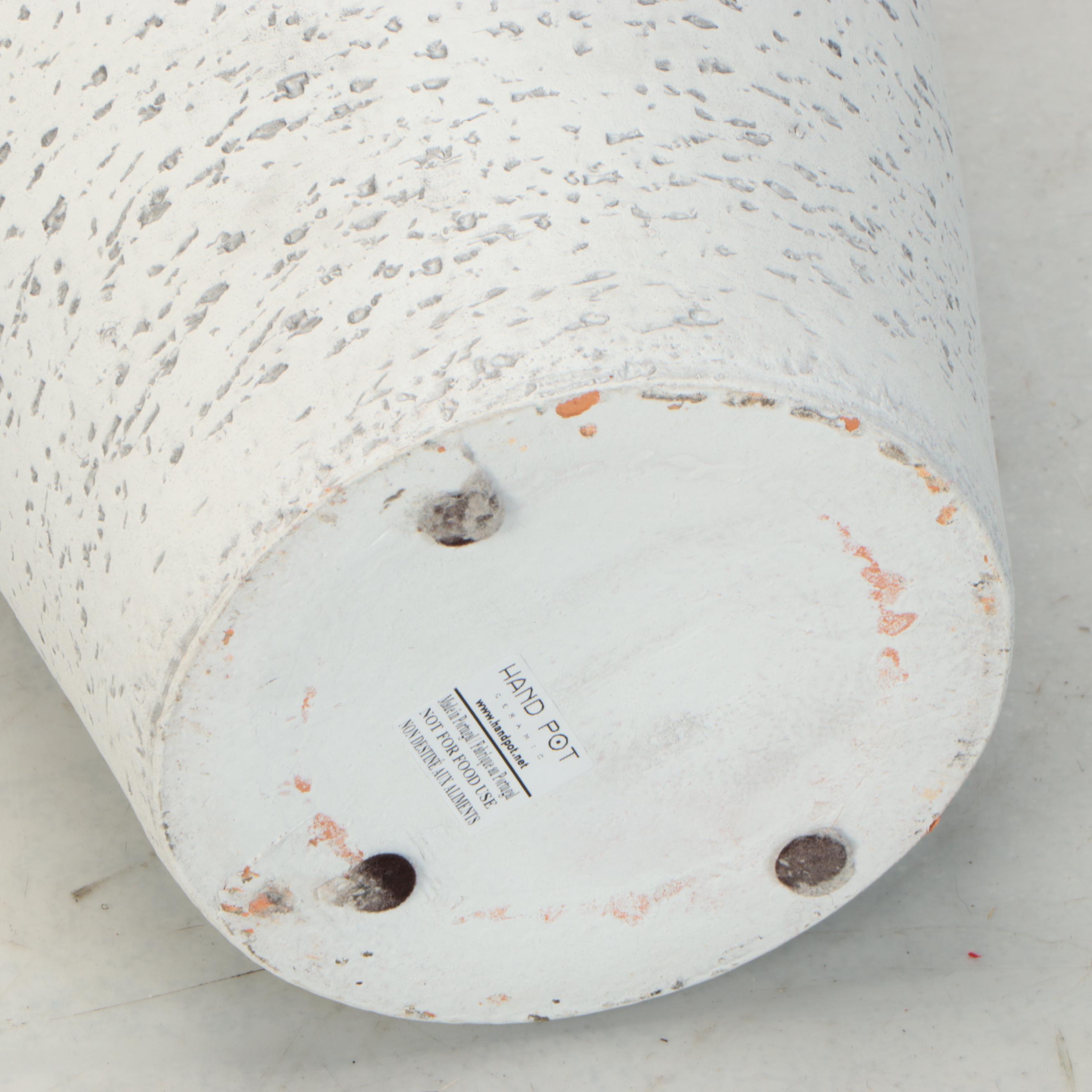 Chalkware Blue Crane Figure with Portuguese White Ceramic Vase