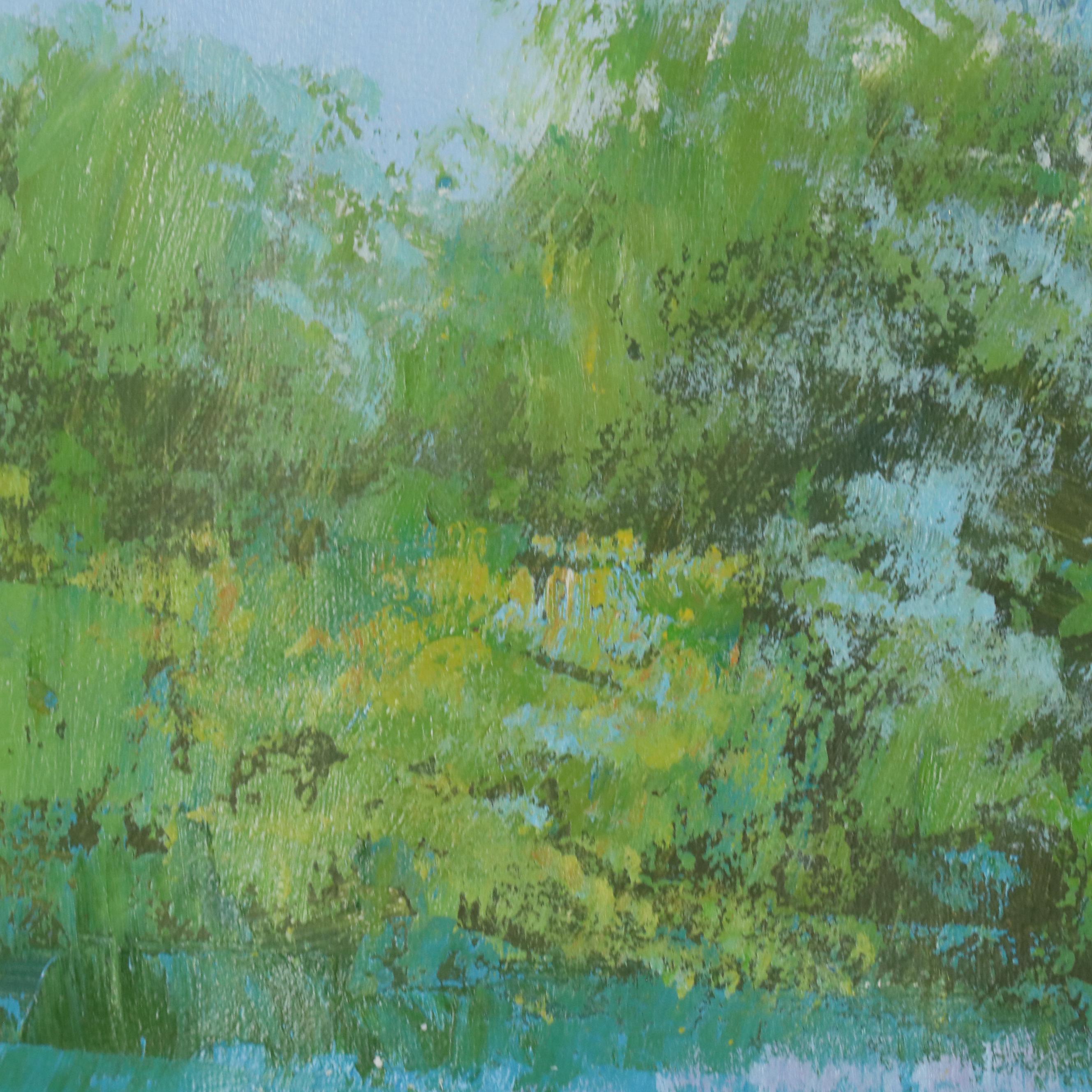 Kingston Oil Painting of Marsh Landscape with Greenery, 21st Century