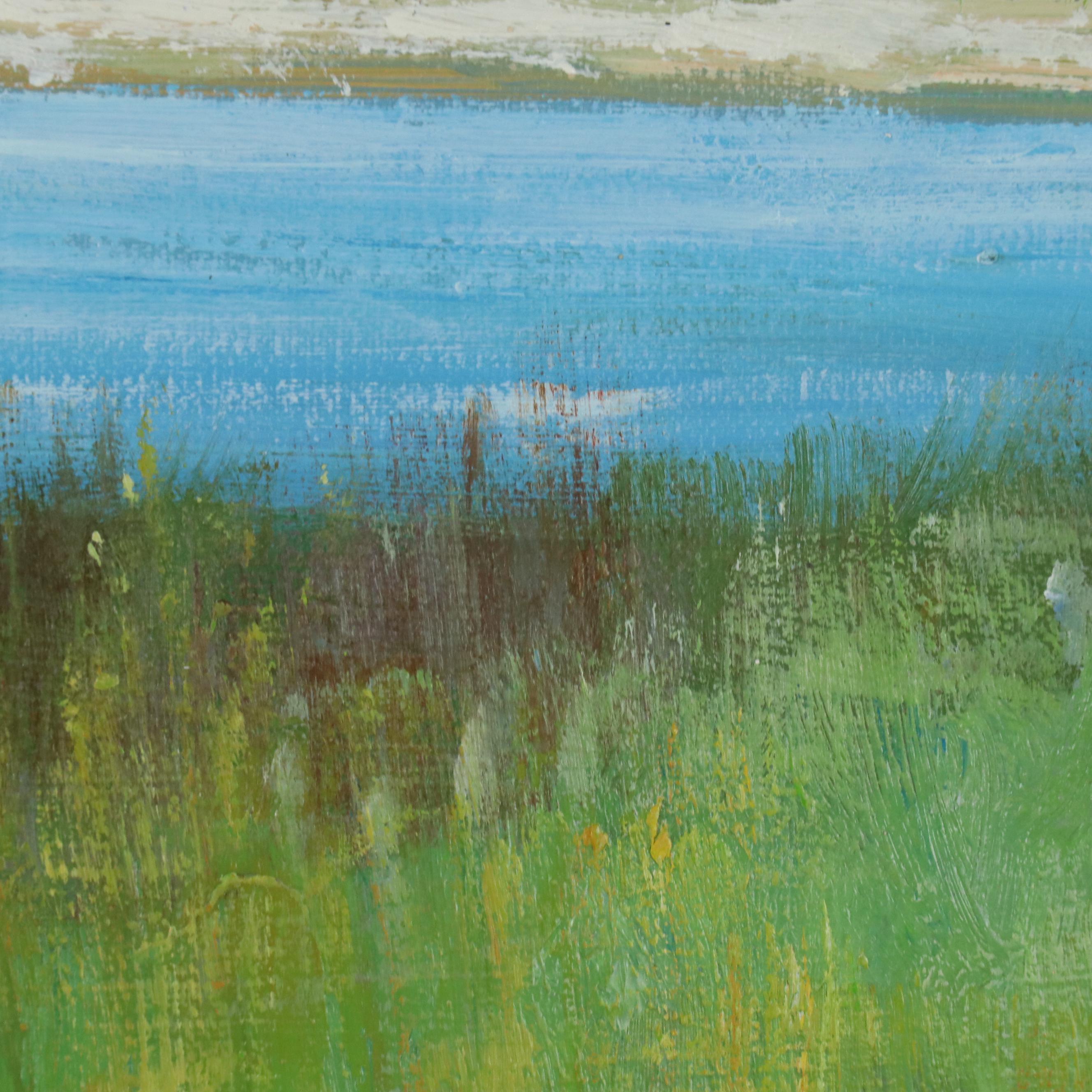 Kingston Oil Painting of Marsh Landscape with Greenery, 21st Century