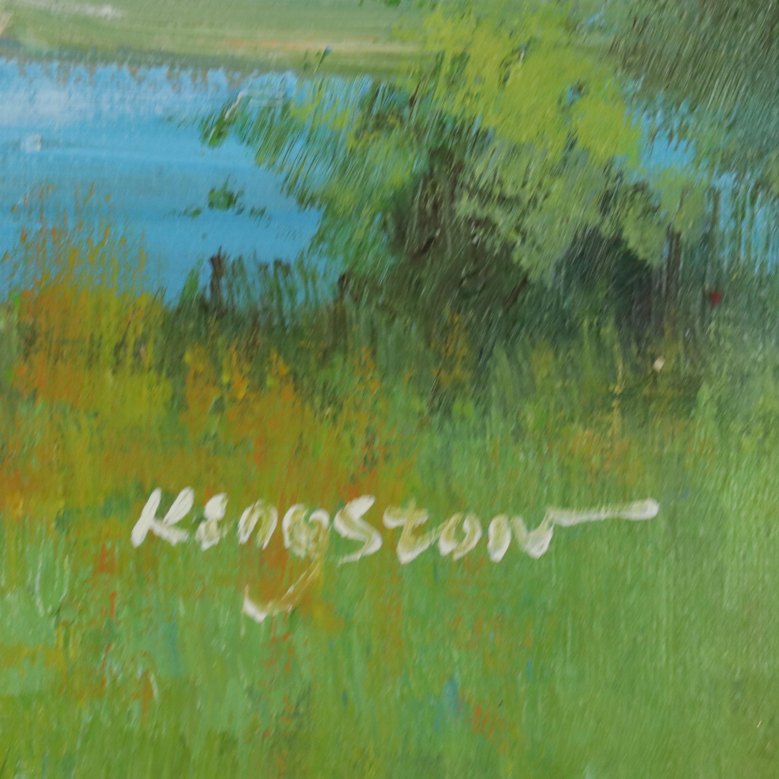 Kingston Oil Painting of Marsh Landscape with Greenery, 21st Century