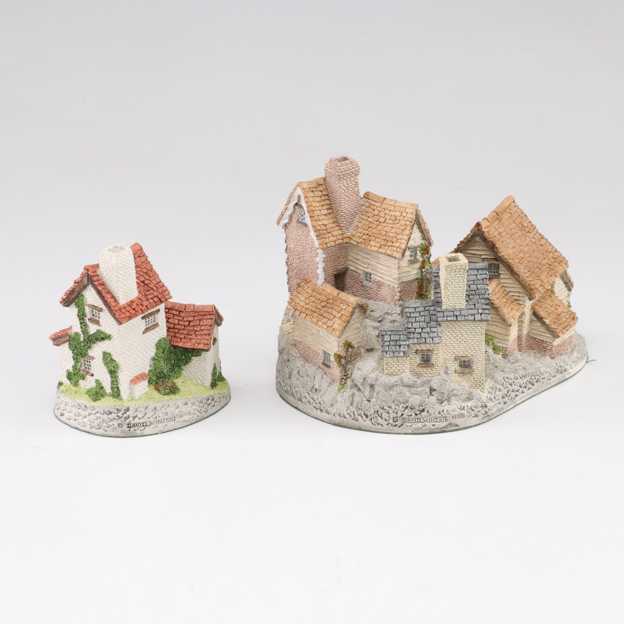 Five David Winter Cottages with "Fairytale Castle", Late 20th Century