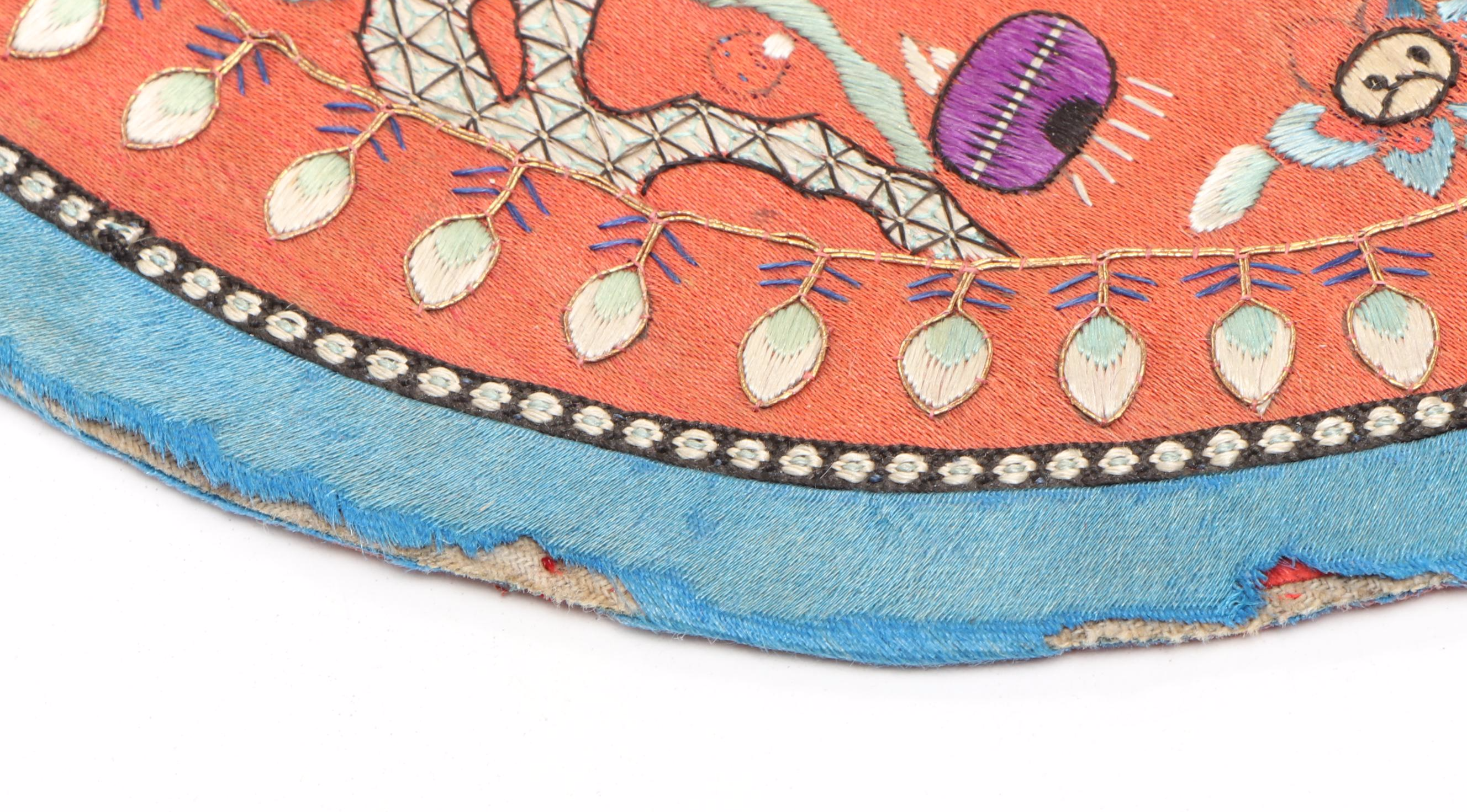 Chinese Peony and Butterfly Embroidered Silk Textile with Other Chinese Textiles