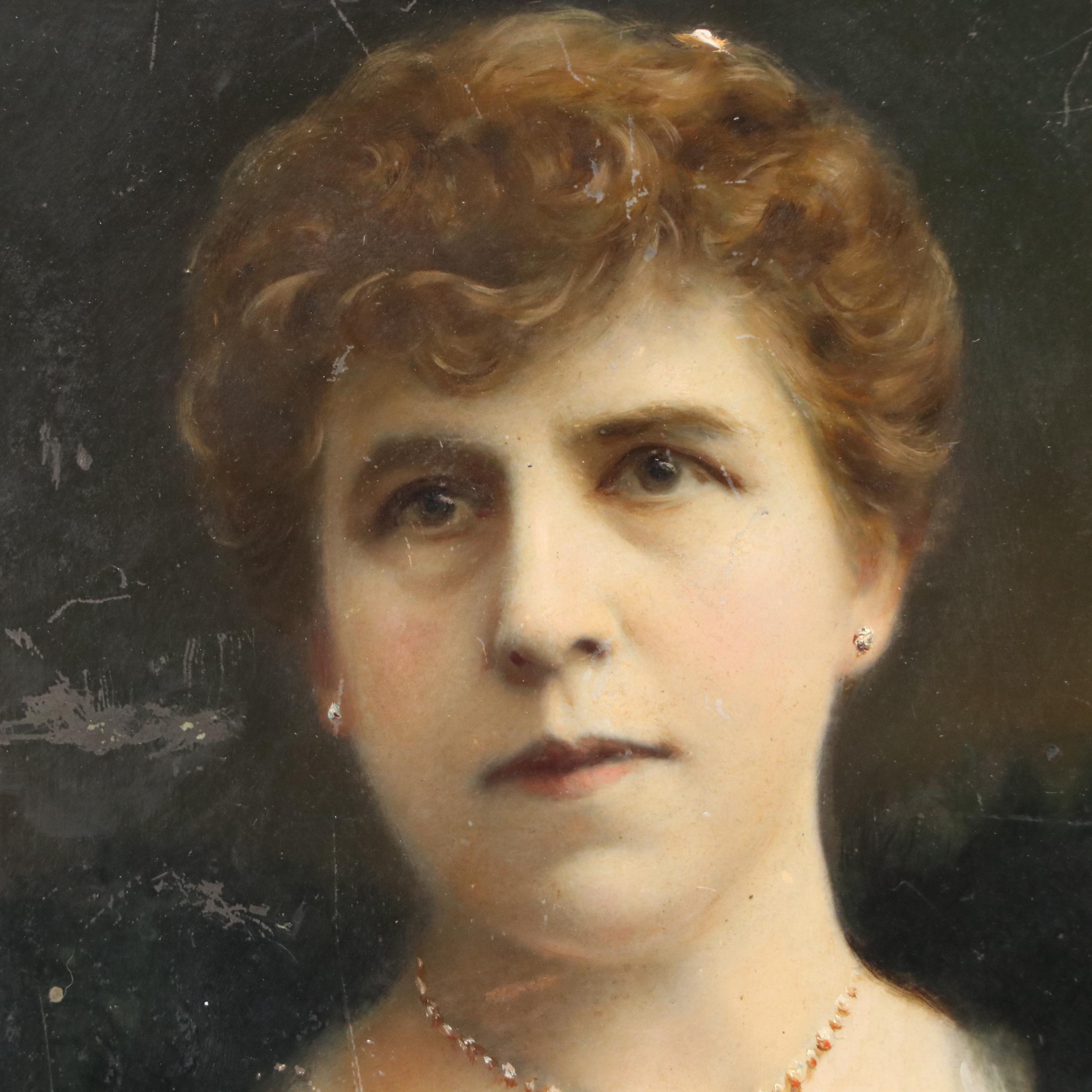 Oil Embellished Portrait Photograph of Gentlewoman, 1899