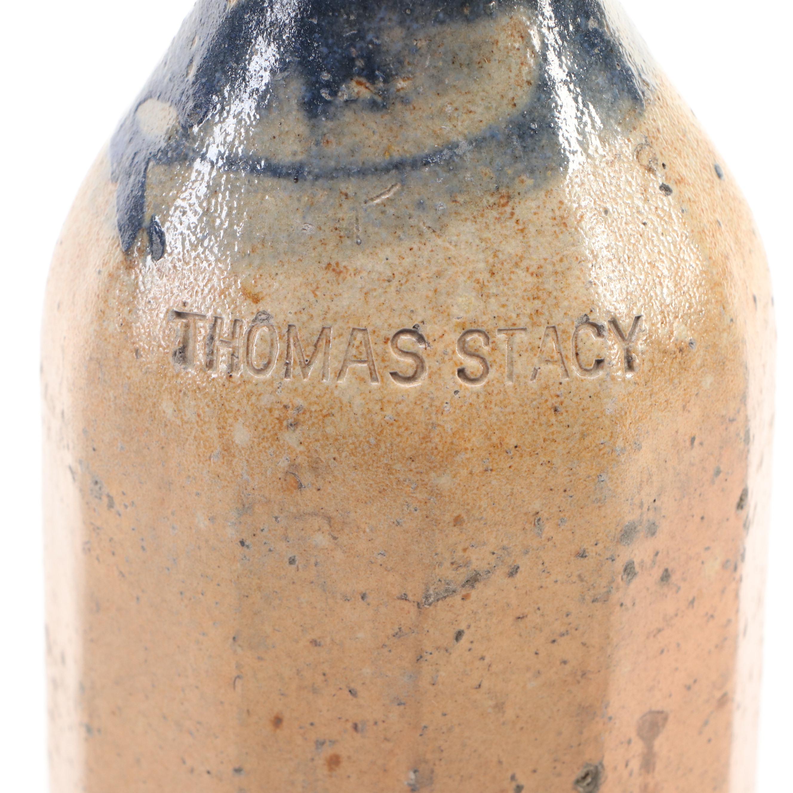 Thomas Stacy Ohio Stoneware Sarsaparilla Bottle with Yellowware Pippin Bowl