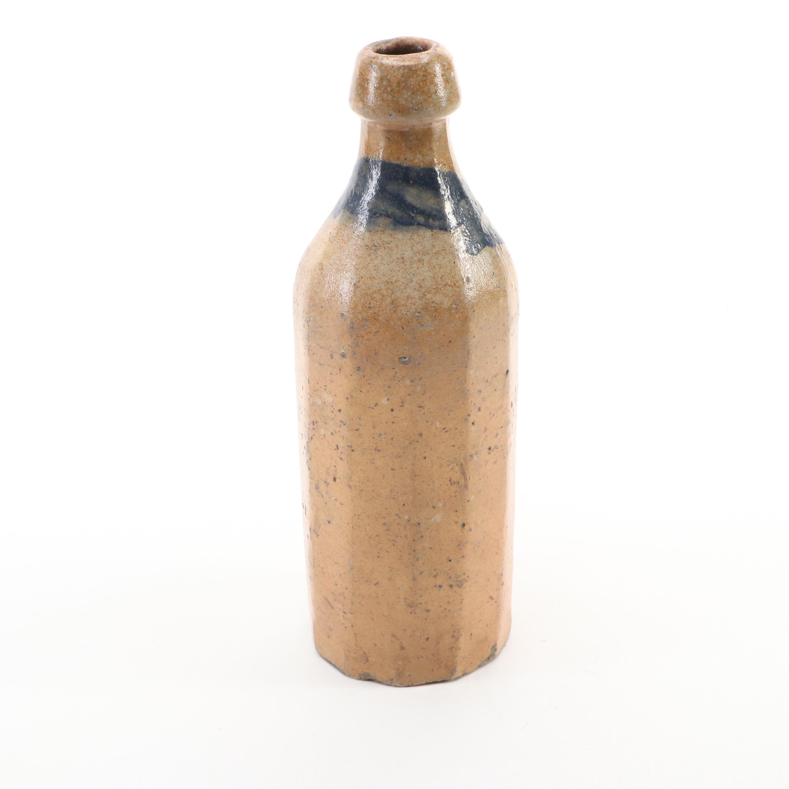 Thomas Stacy Ohio Stoneware Sarsaparilla Bottle with Yellowware Pippin Bowl