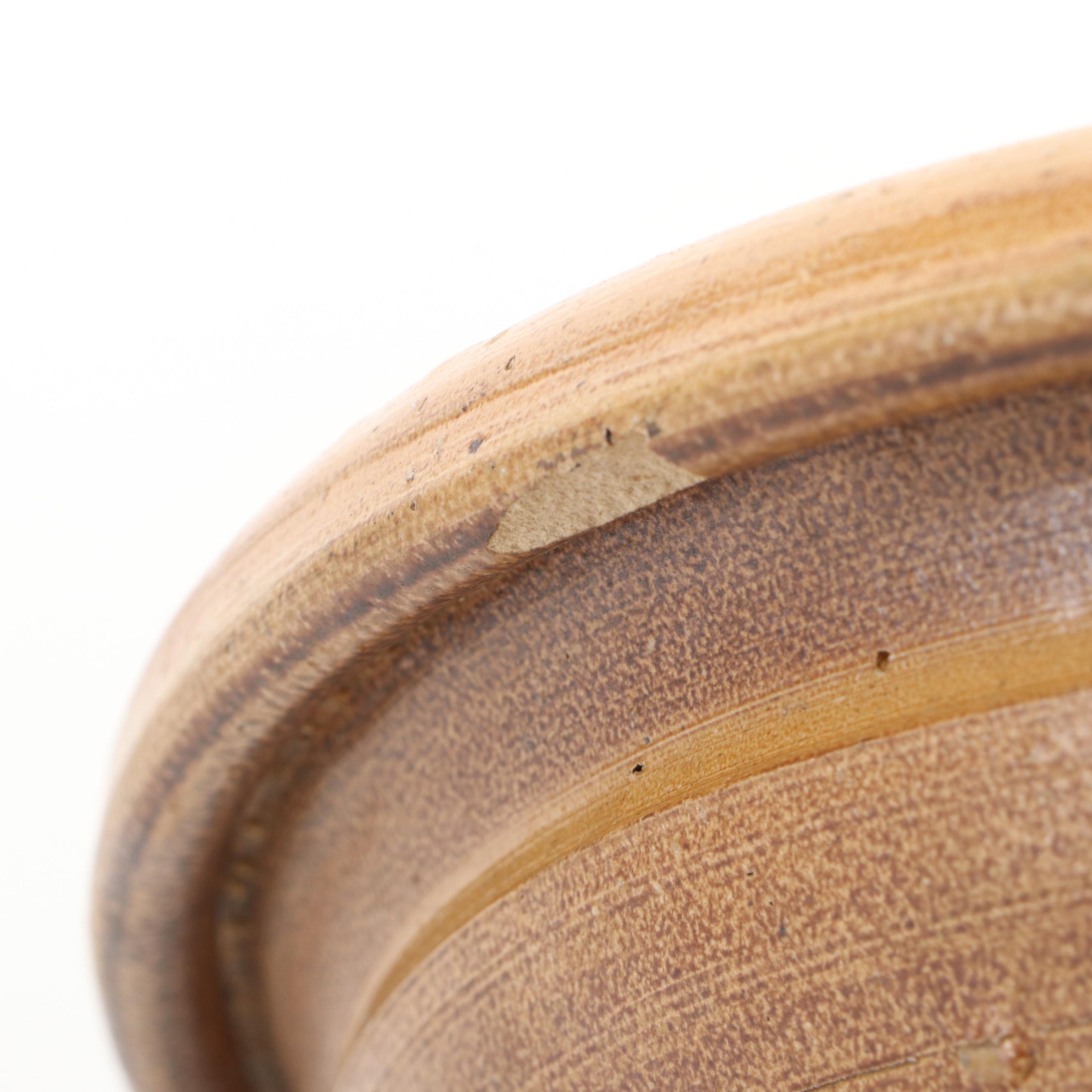 Thomas Stacy Ohio Stoneware Sarsaparilla Bottle with Yellowware Pippin Bowl